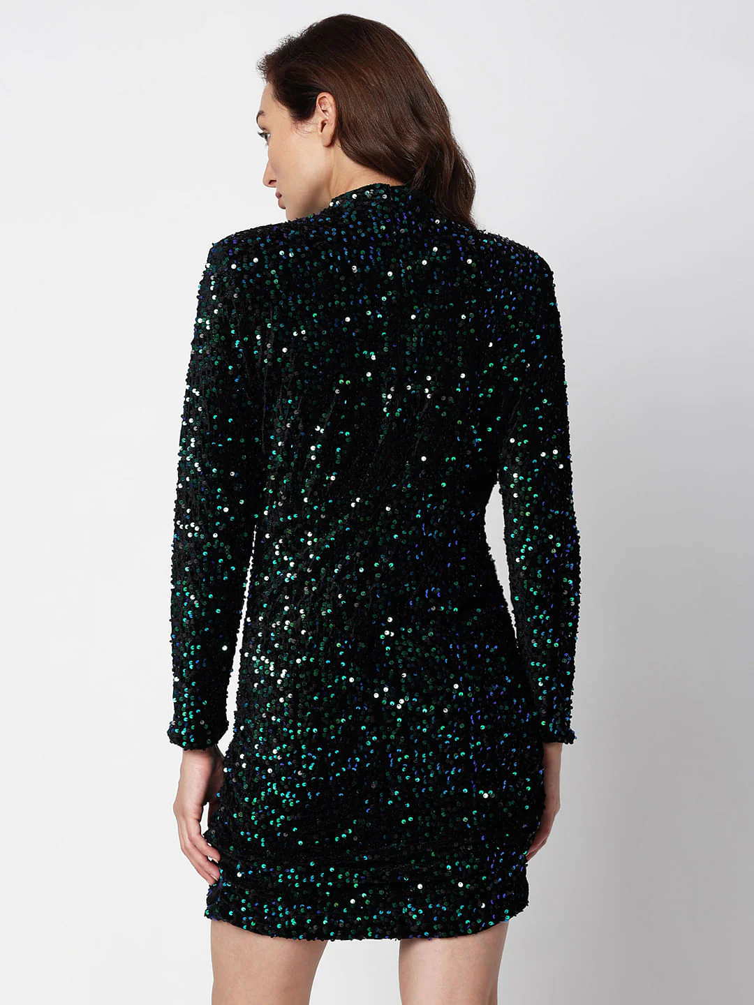 Black Sequined Bodycon Mini Dress - Image 4