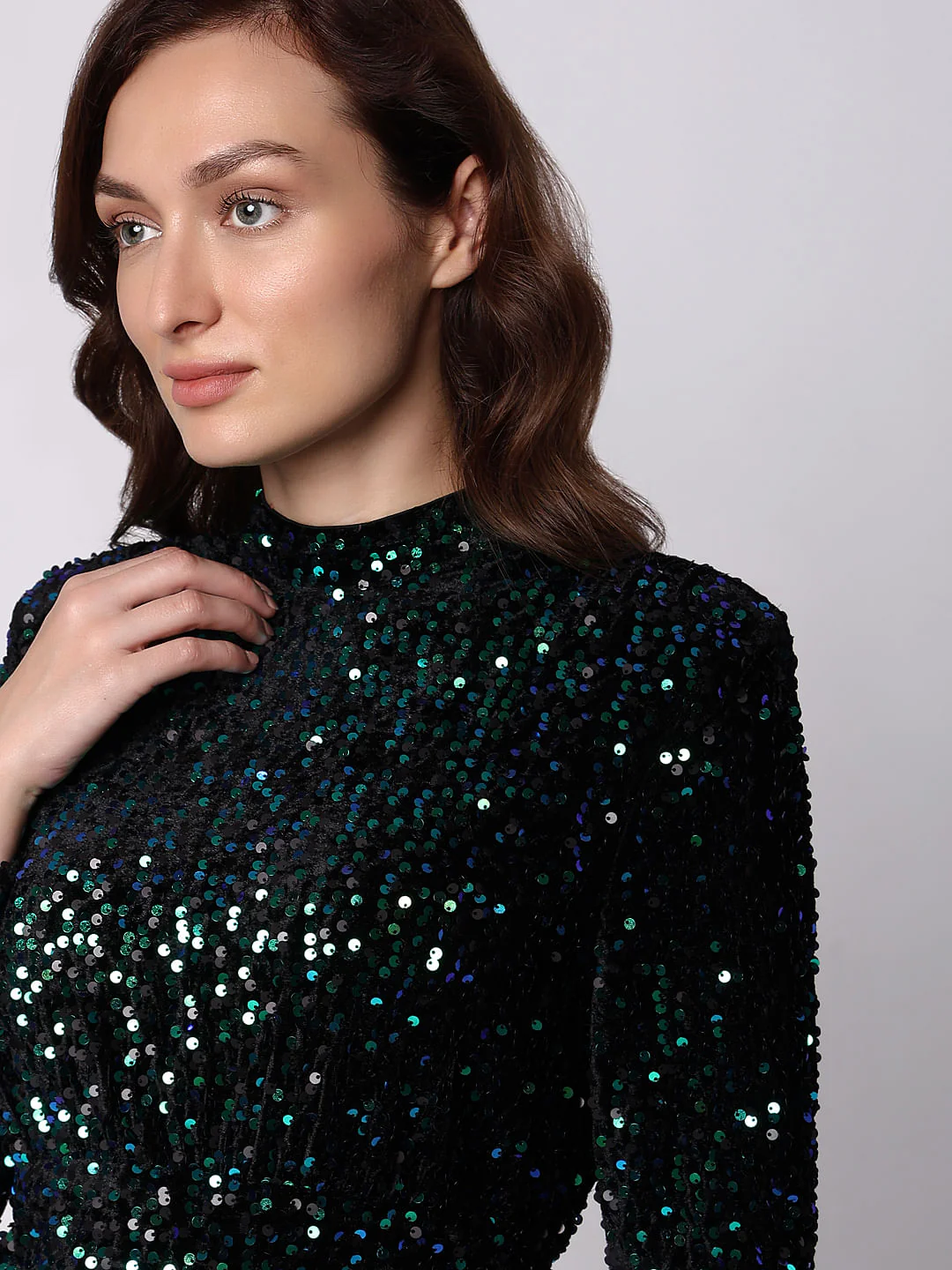 Black Sequined Bodycon Mini Dress - Image 6