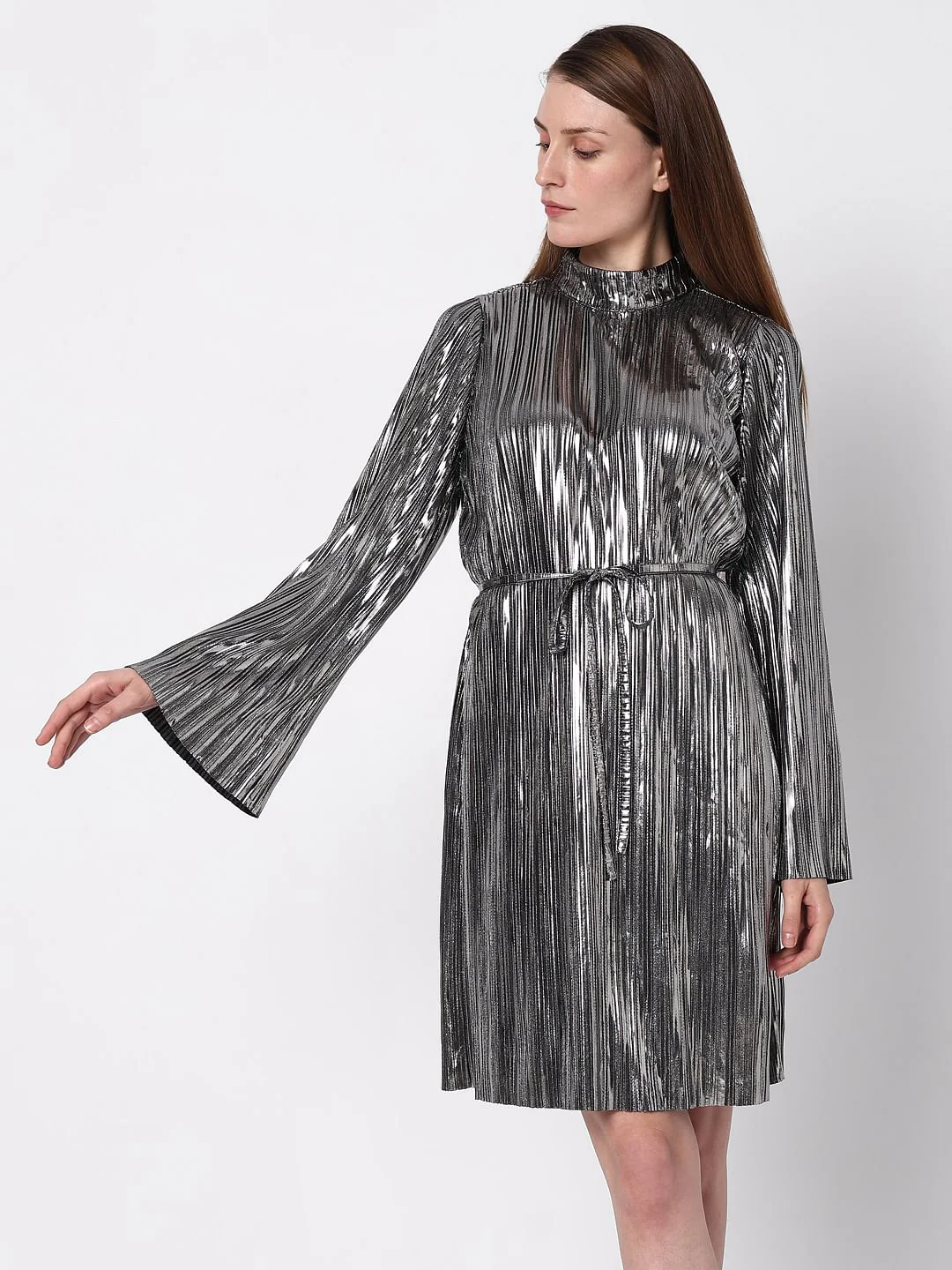 Silver Metallic Shift Dress - Image 2