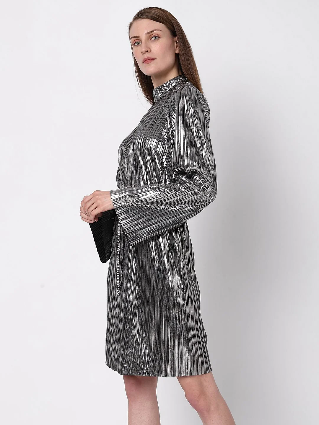 Silver Metallic Shift Dress - Image 3