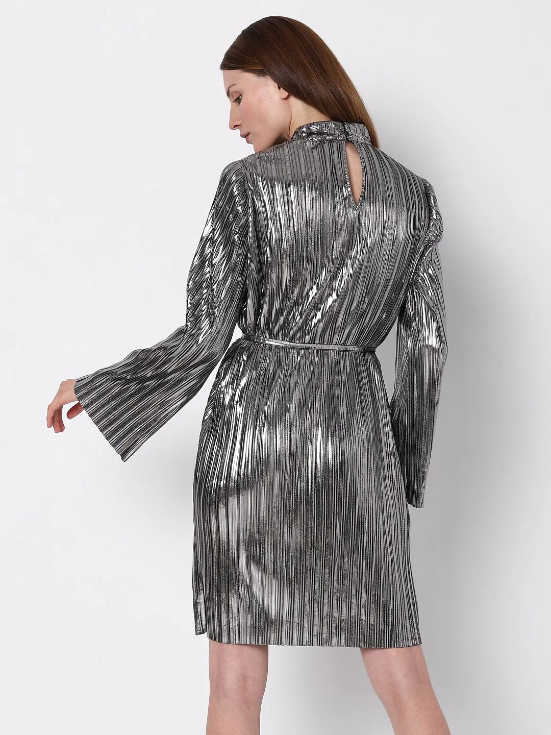 Silver Metallic Shift Dress - Image 4