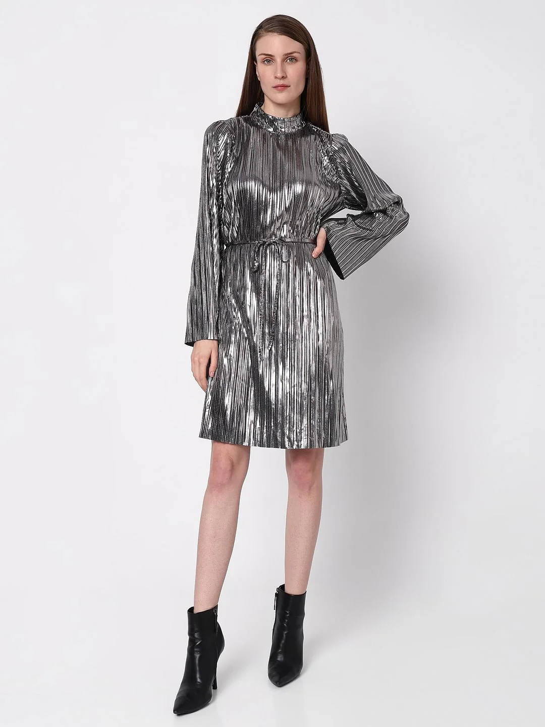 Silver Metallic Shift Dress - Image 5