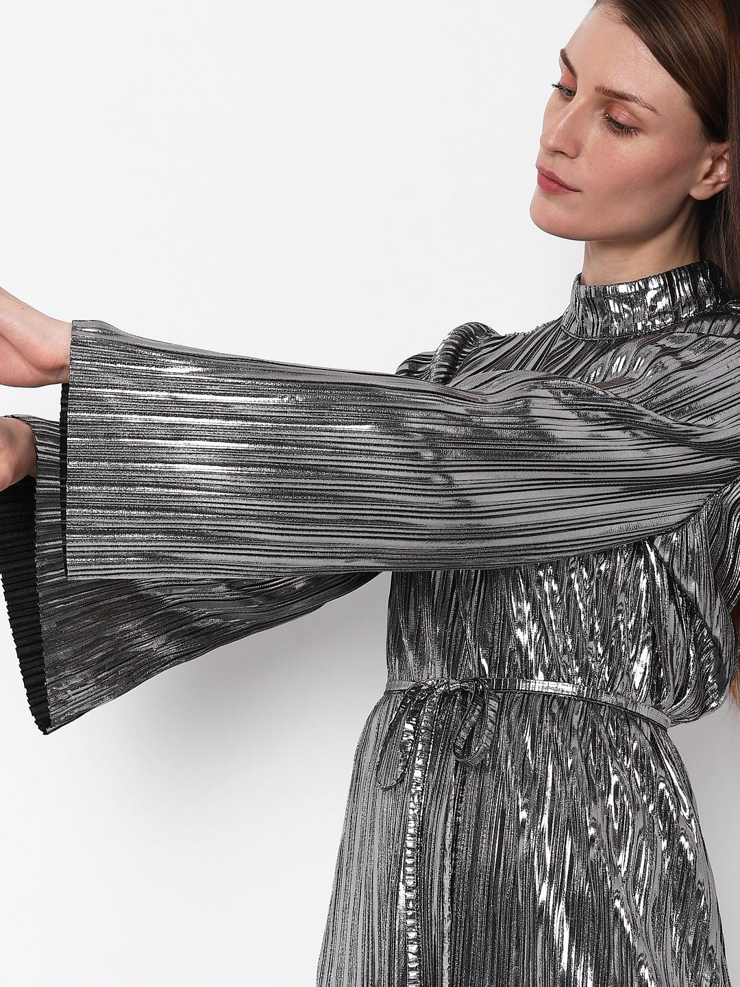 Silver Metallic Shift Dress - Image 6