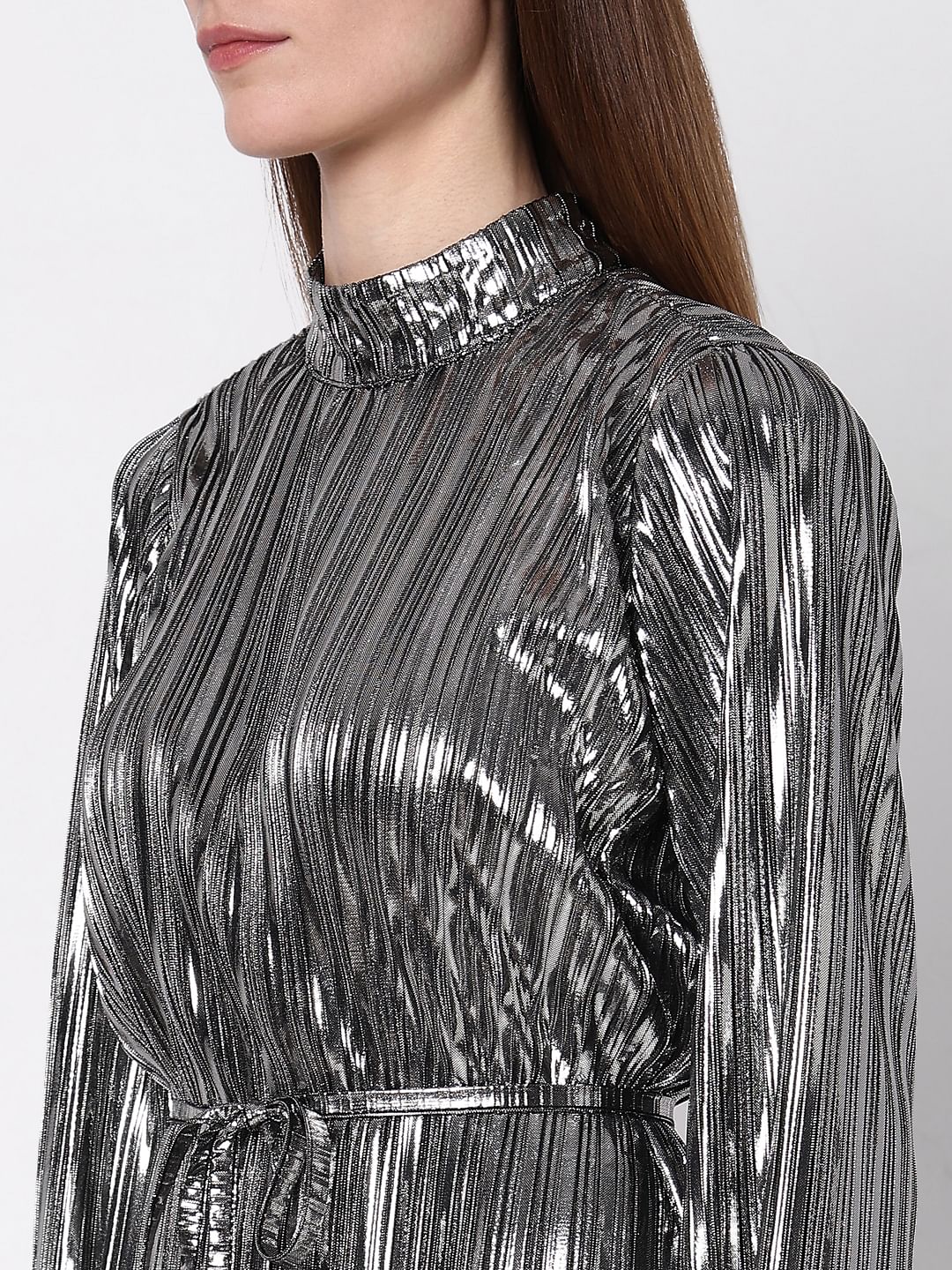 Silver Metallic Shift Dress - Image 8