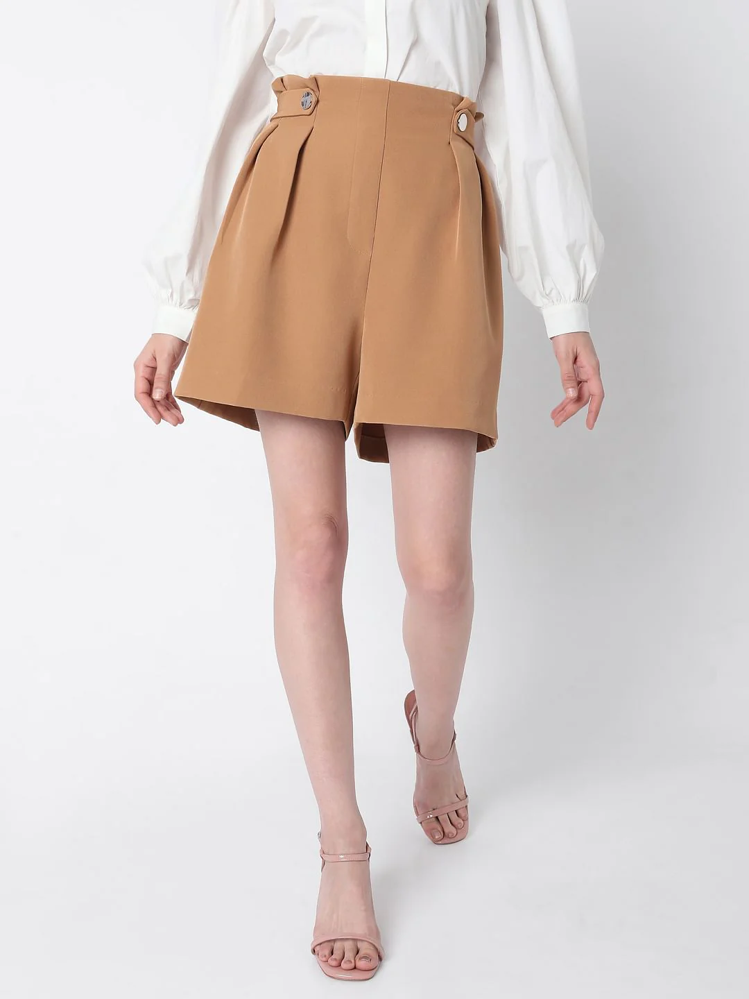 Brown High Rise Shorts - Image 2