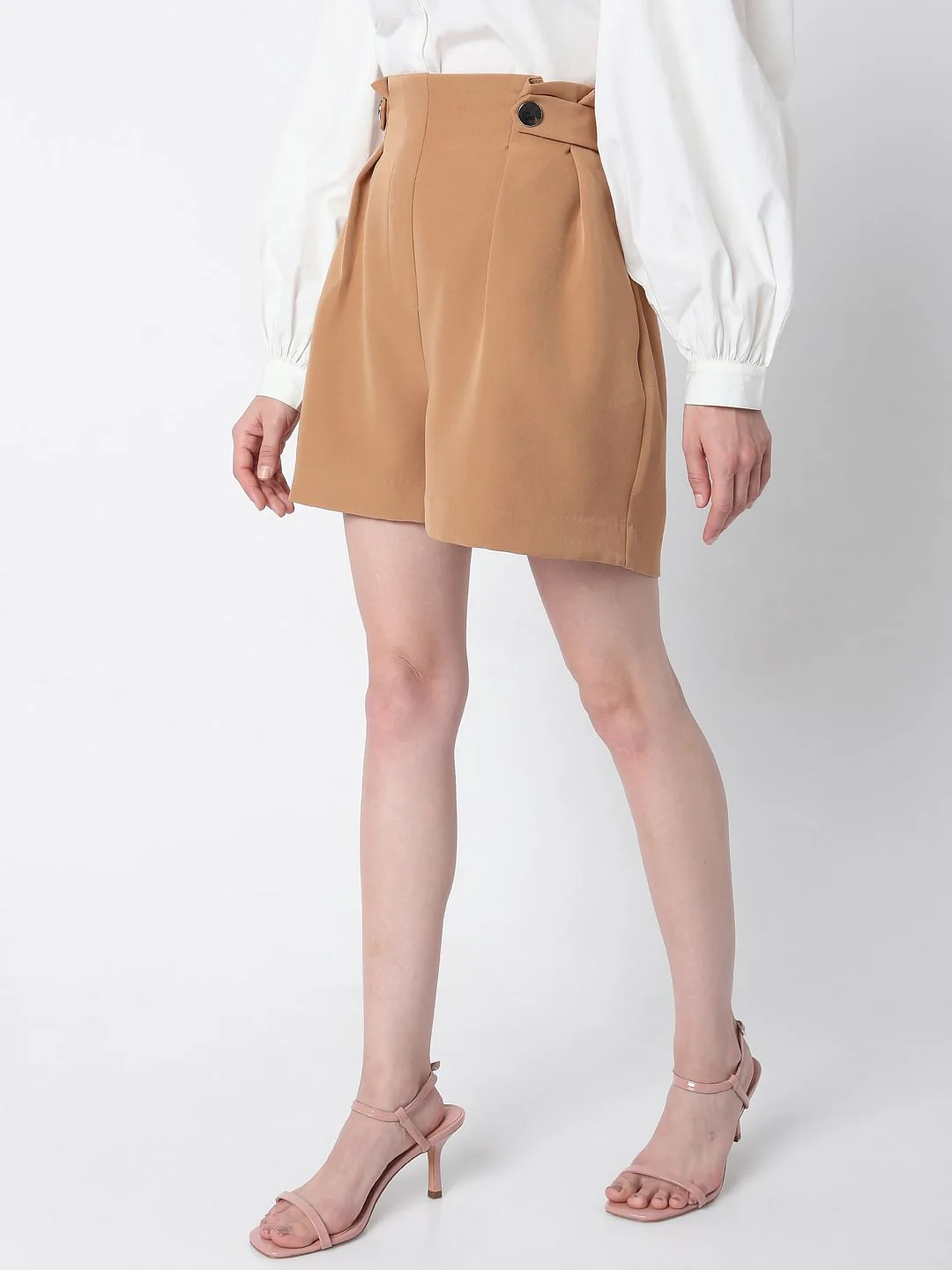 Brown High Rise Shorts - Image 3