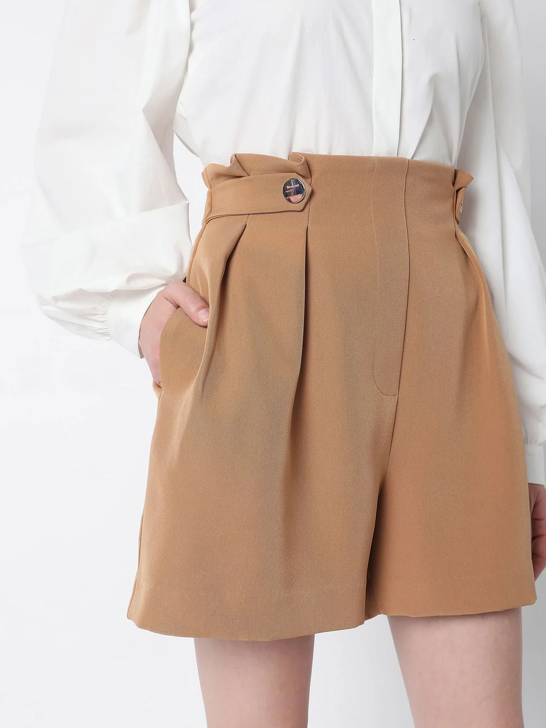 Brown High Rise Shorts - Image 5