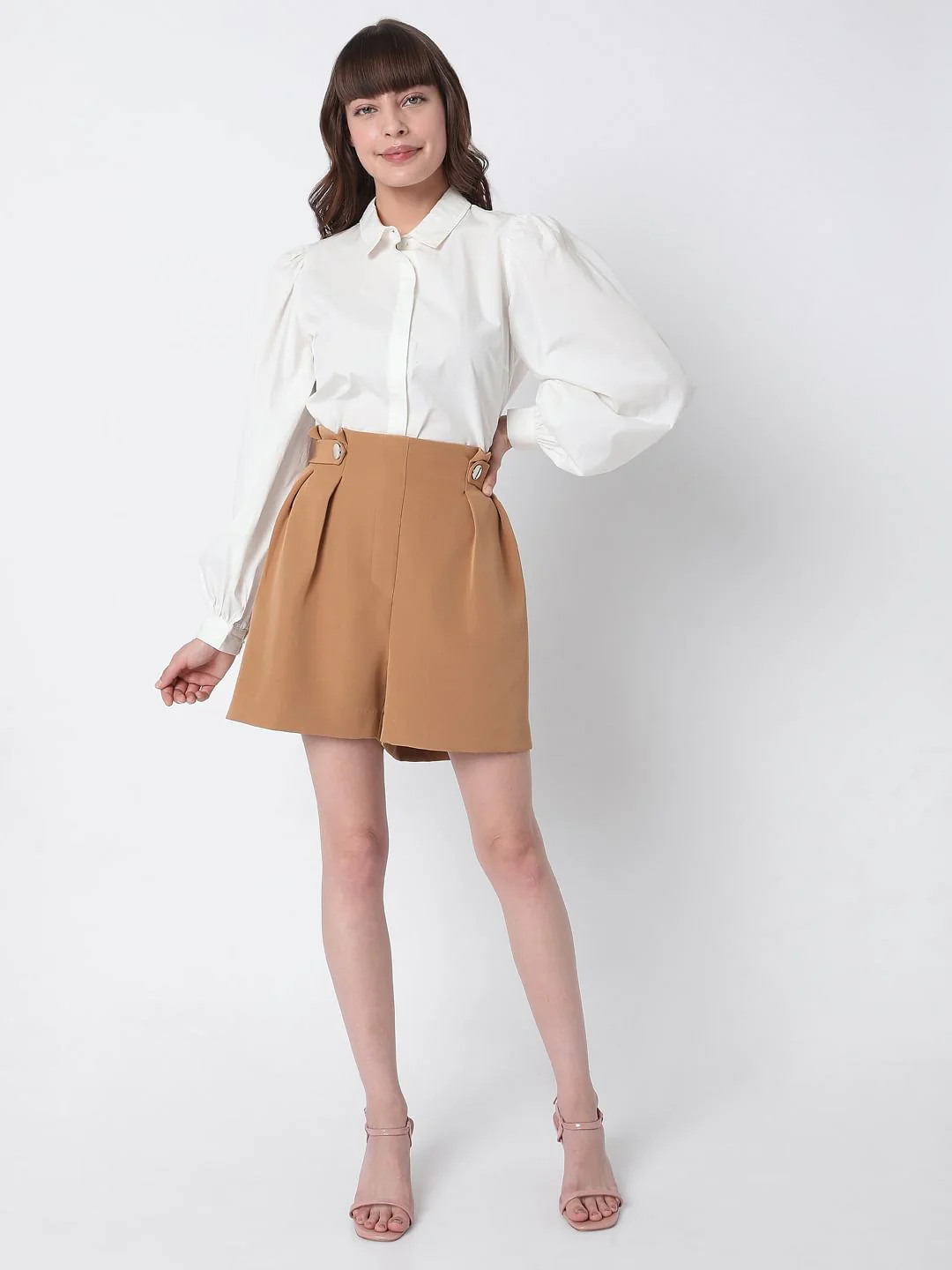 Brown High Rise Shorts - Image 6