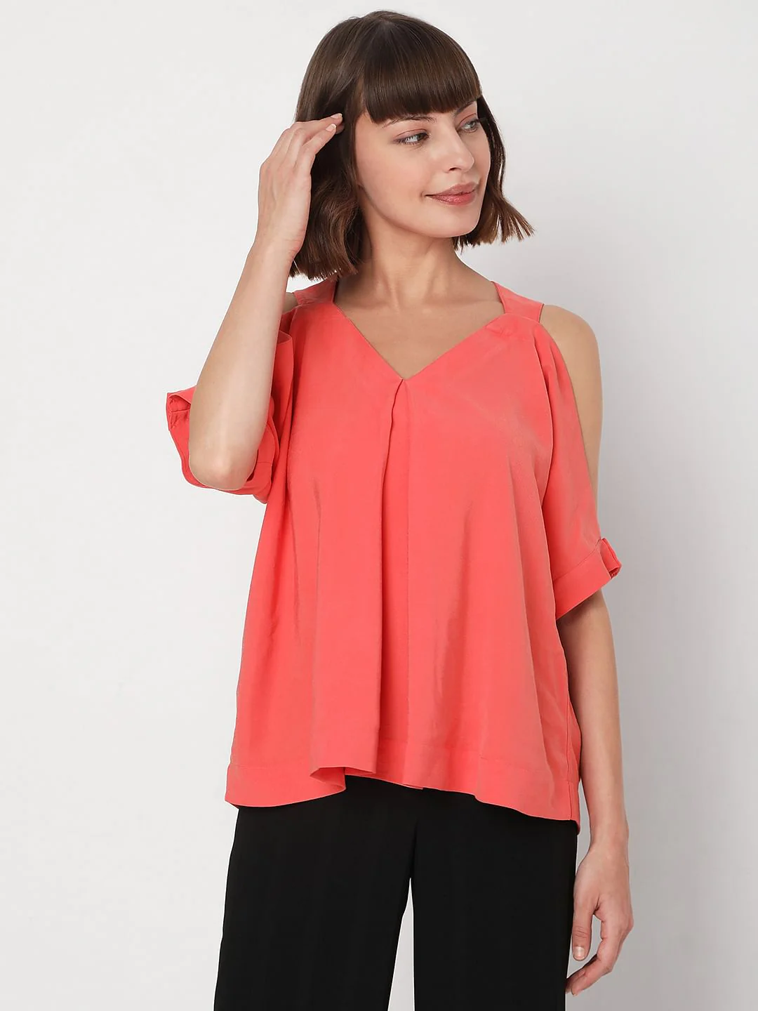 Coral Cold-Shoulder Top - Image 2