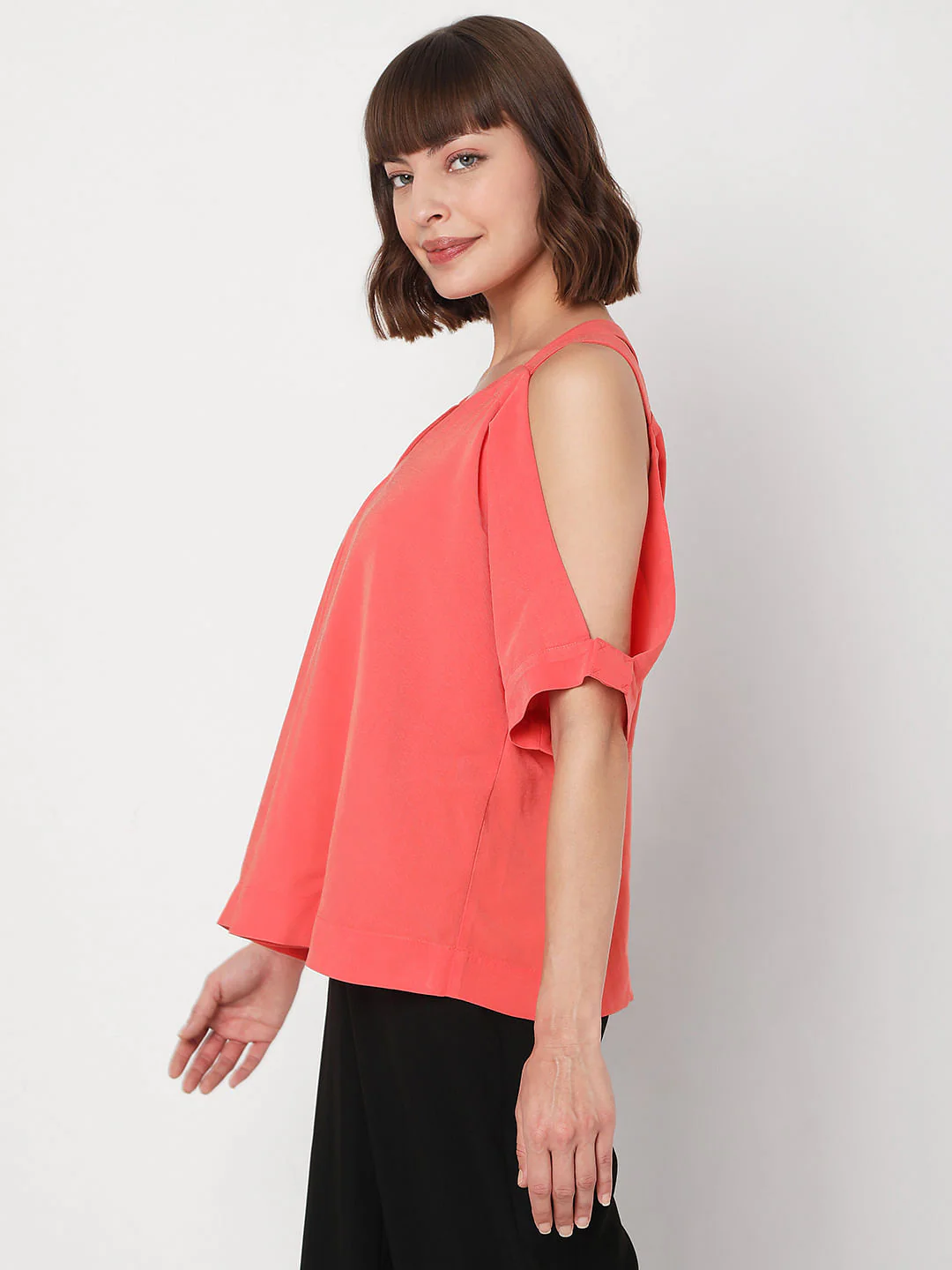 Coral Cold-Shoulder Top - Image 3