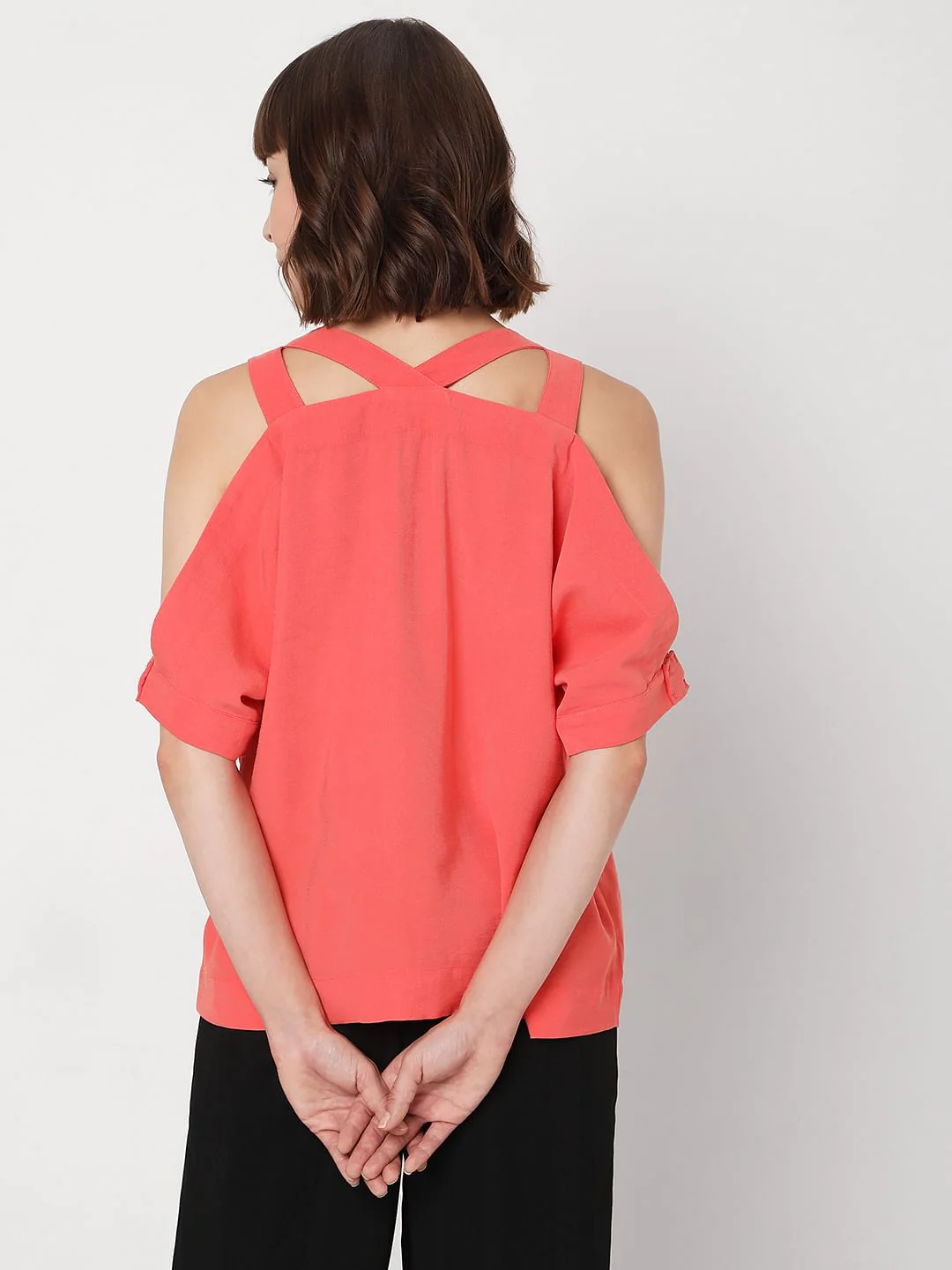 Coral Cold-Shoulder Top - Image 4