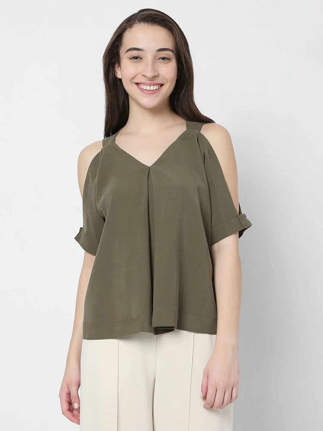 Green Cold Shoulder Top - Image 2