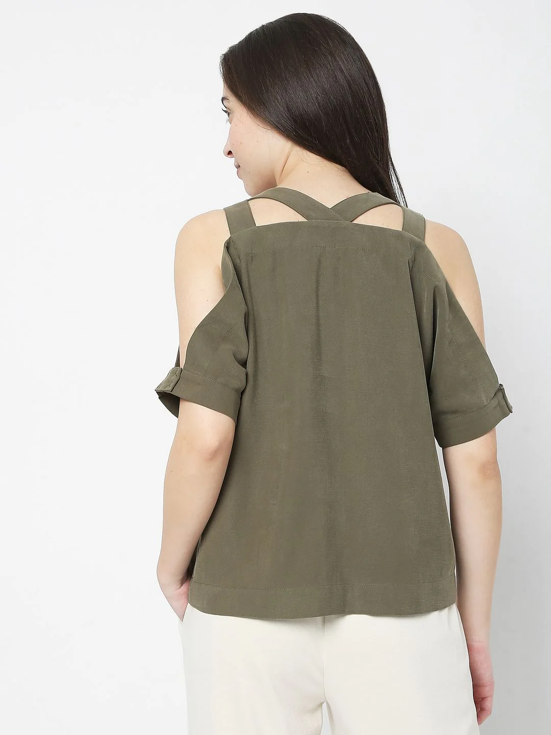 Green Cold Shoulder Top - Image 4