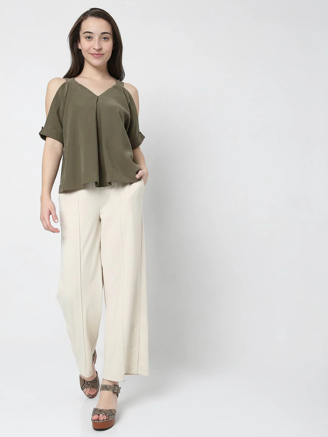 Green Cold Shoulder Top - Image 5