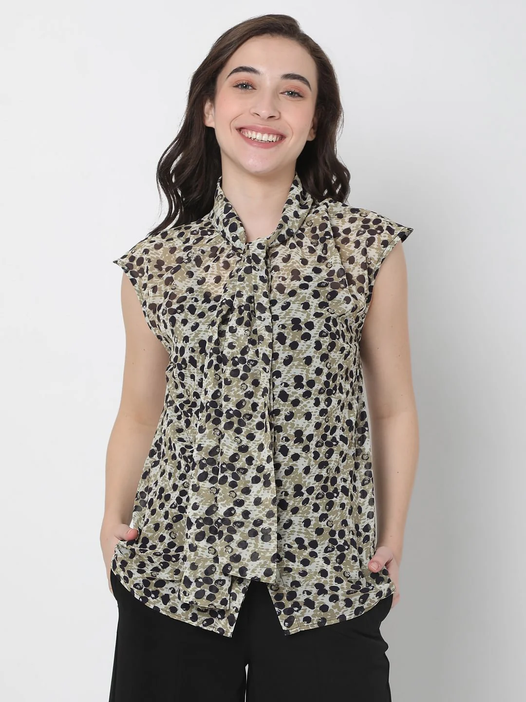 Green Abstract Print Top - Image 2