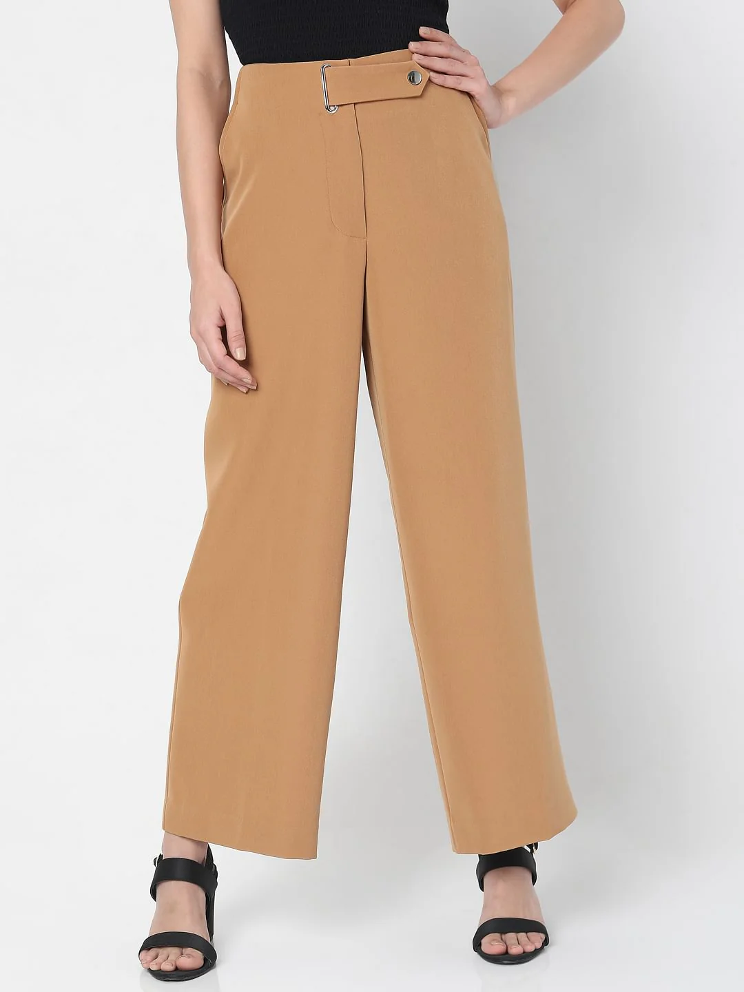 Brown Wide Leg Trousers - Image 2