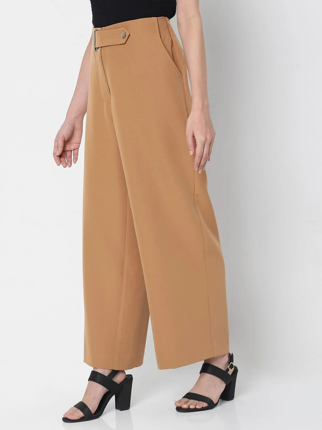 Brown Wide Leg Trousers - Image 3