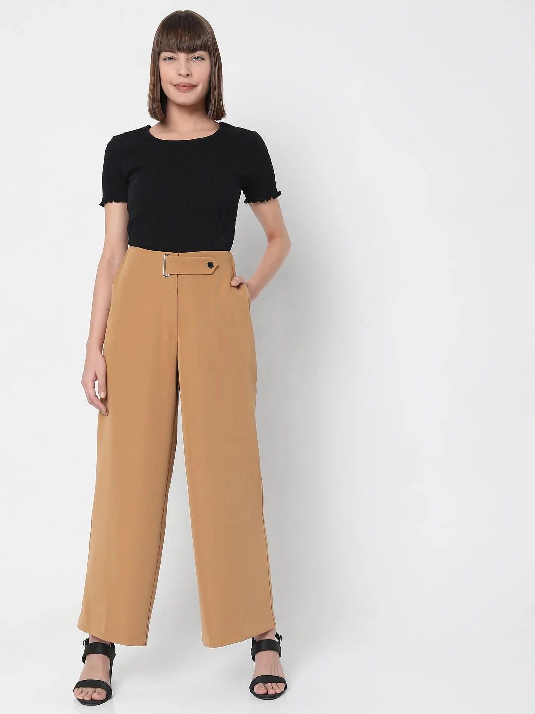 Brown Wide Leg Trousers - Image 6