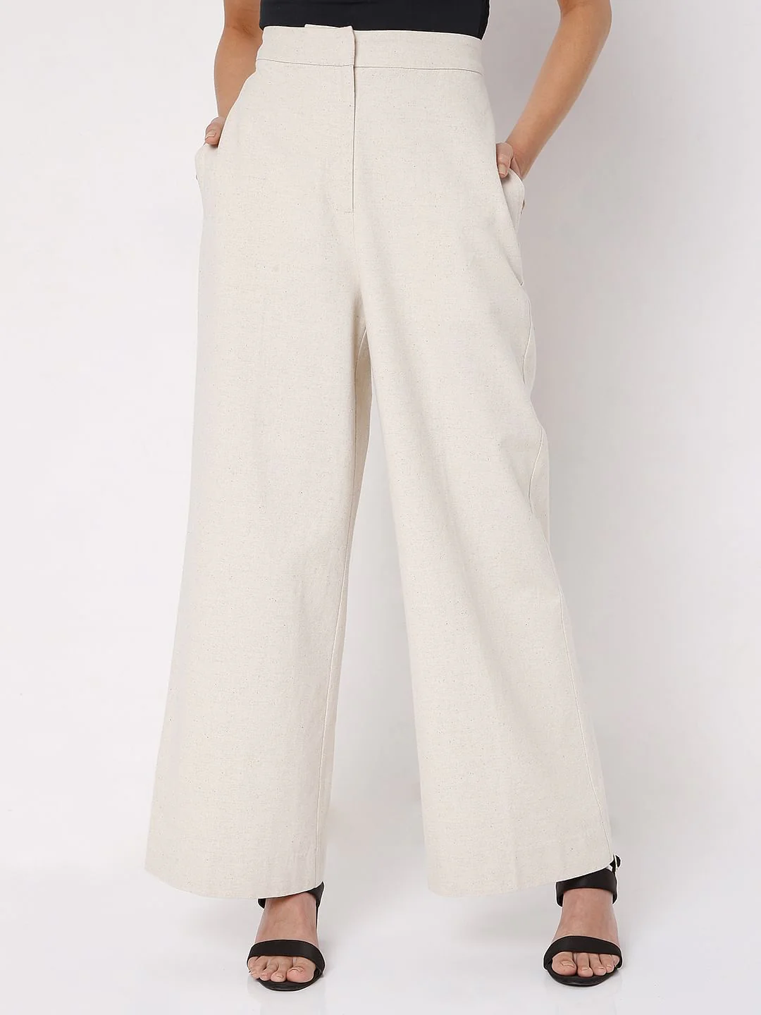 Beige High Waist Wide Leg Pants - Image 2