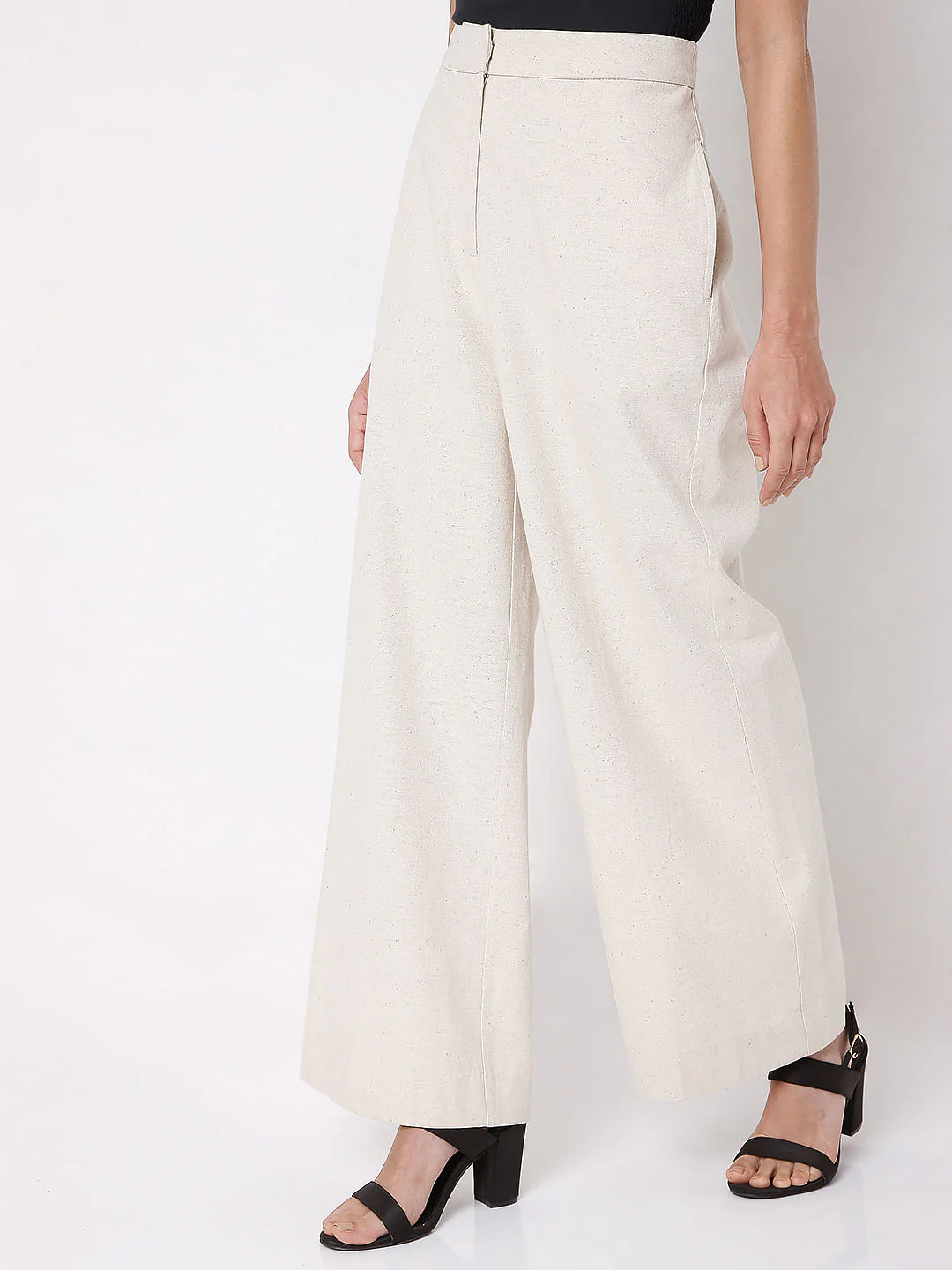 Beige High Waist Wide Leg Pants - Image 3