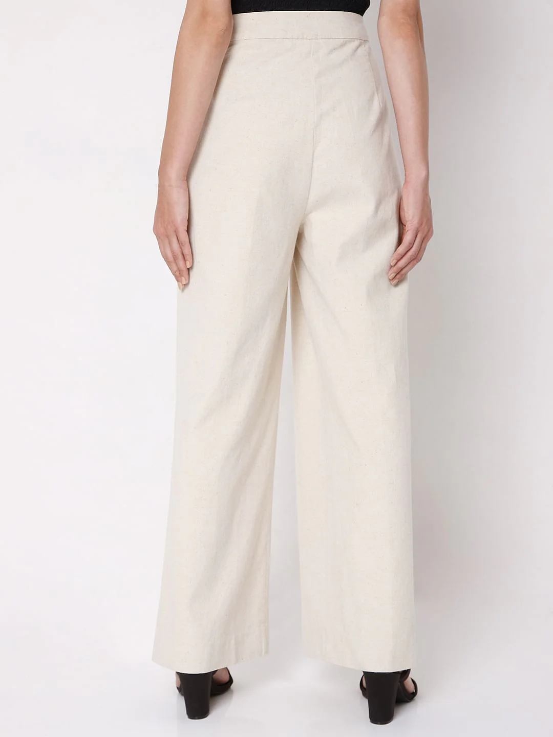 Beige High Waist Wide Leg Pants - Image 4