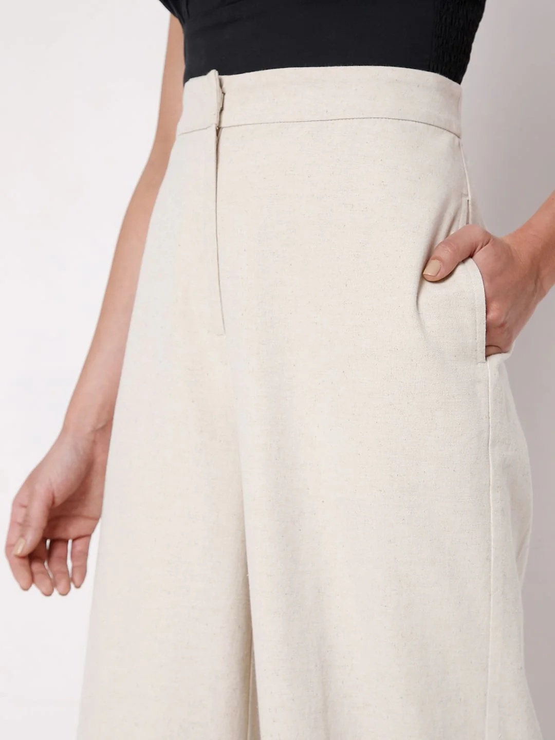 Beige High Waist Wide Leg Pants - Image 5