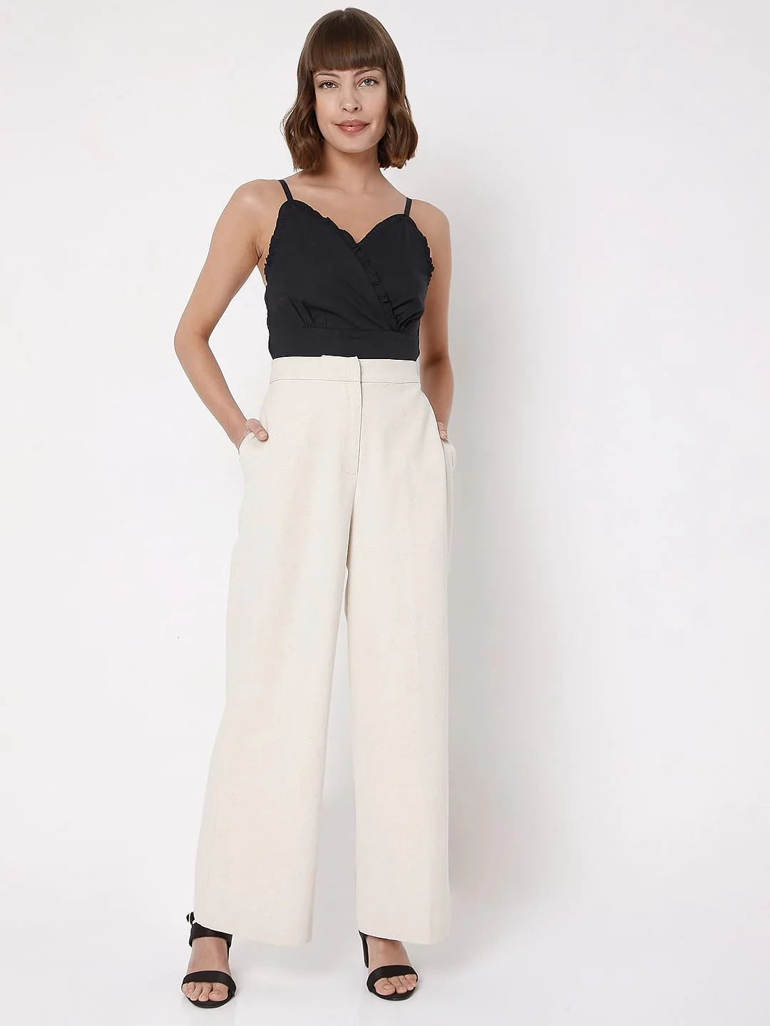 Beige High Waist Wide Leg Pants - Image 6