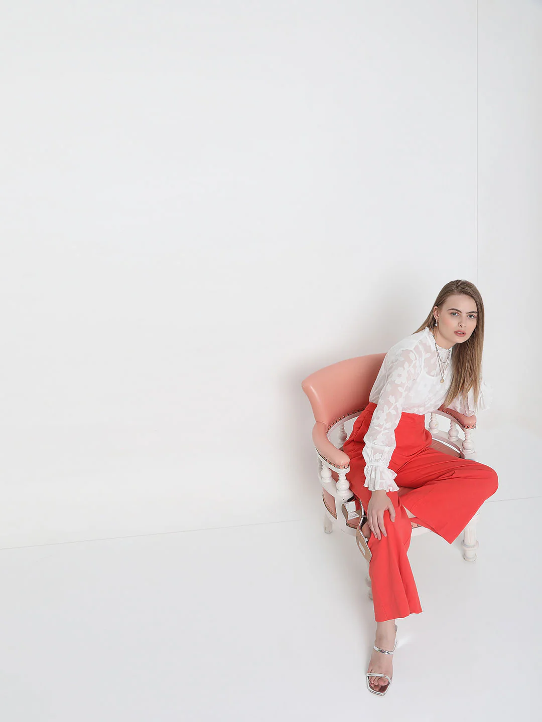 Dark Coral High Rise Wide Leg Co-Ord Set Pants