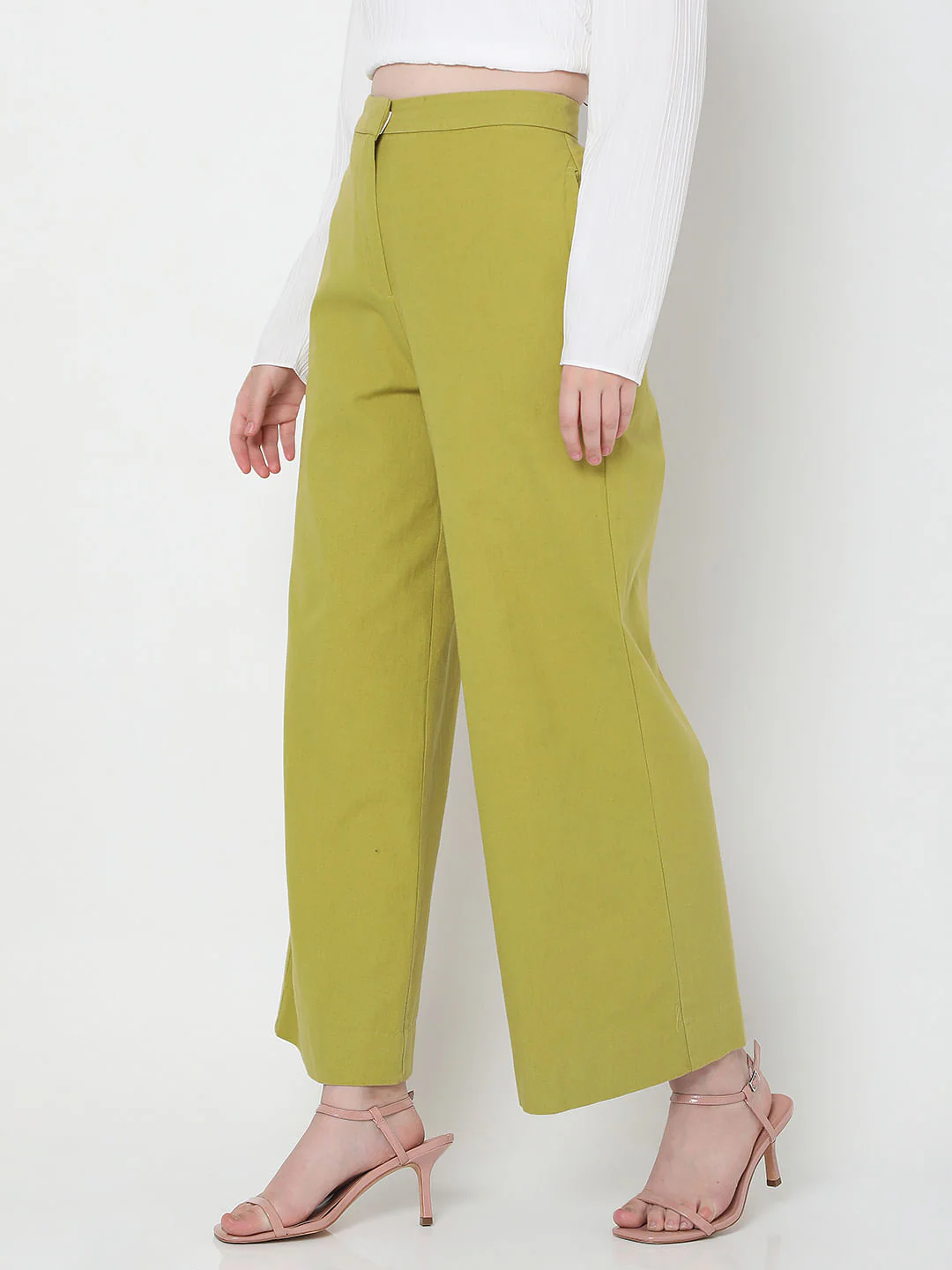 Green High Rise Wide Leg Pants - Image 3
