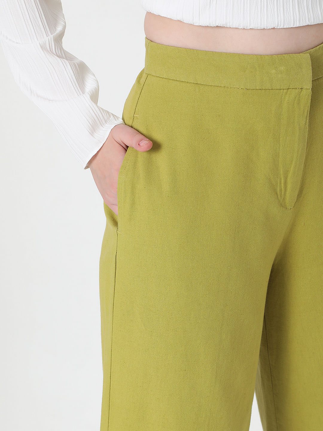 Green High Rise Wide Leg Pants - Image 5