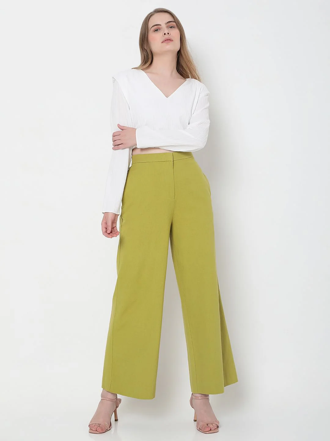 Green High Rise Wide Leg Pants - Image 6