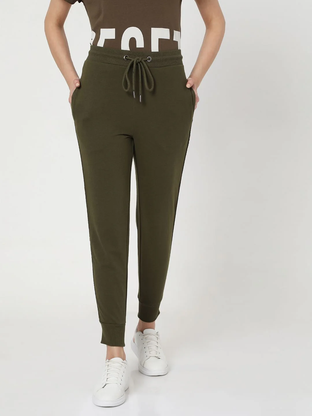 Green Slogan Print Lounge Joggers - Image 2