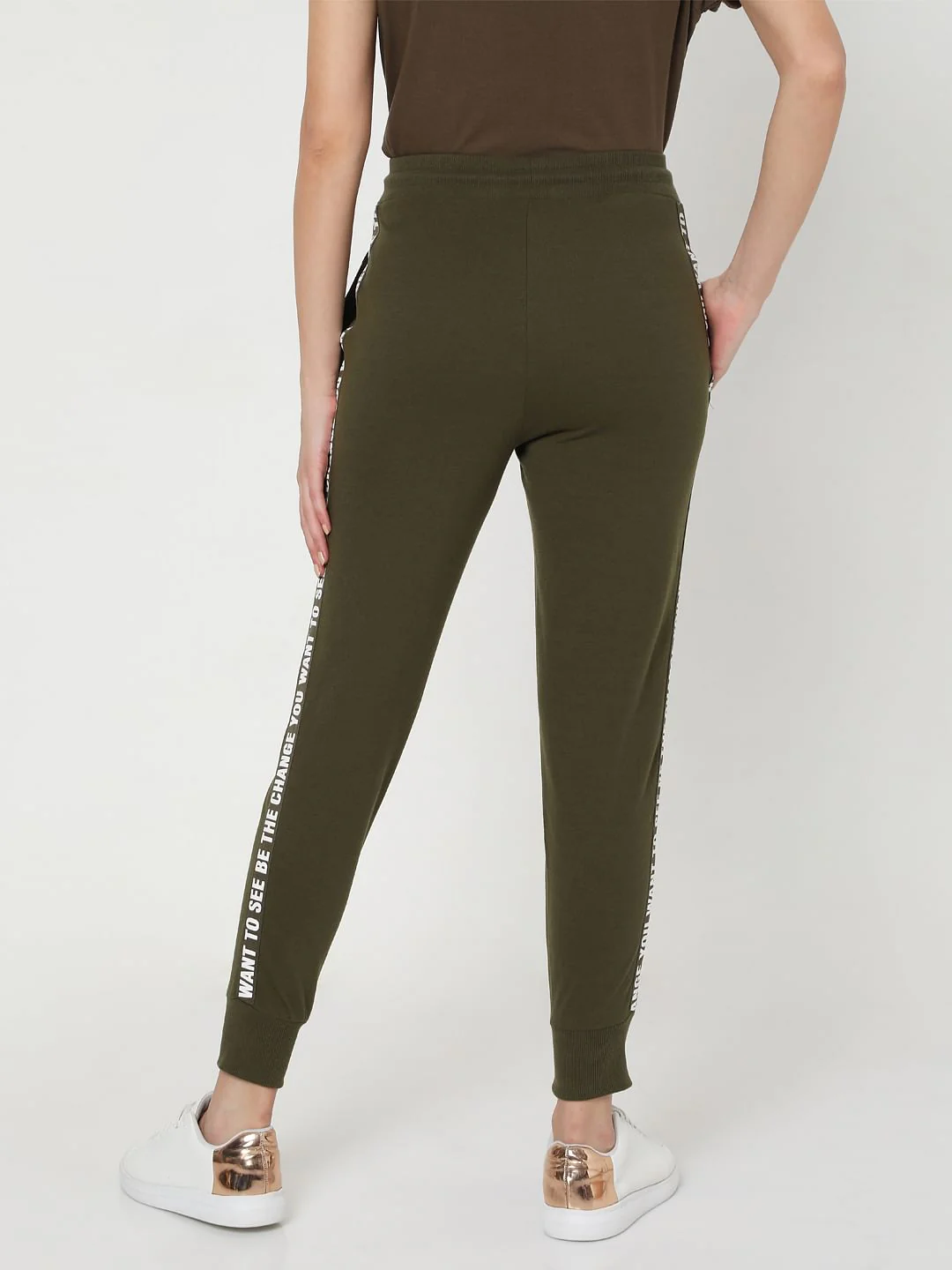 Green Slogan Print Lounge Joggers - Image 4