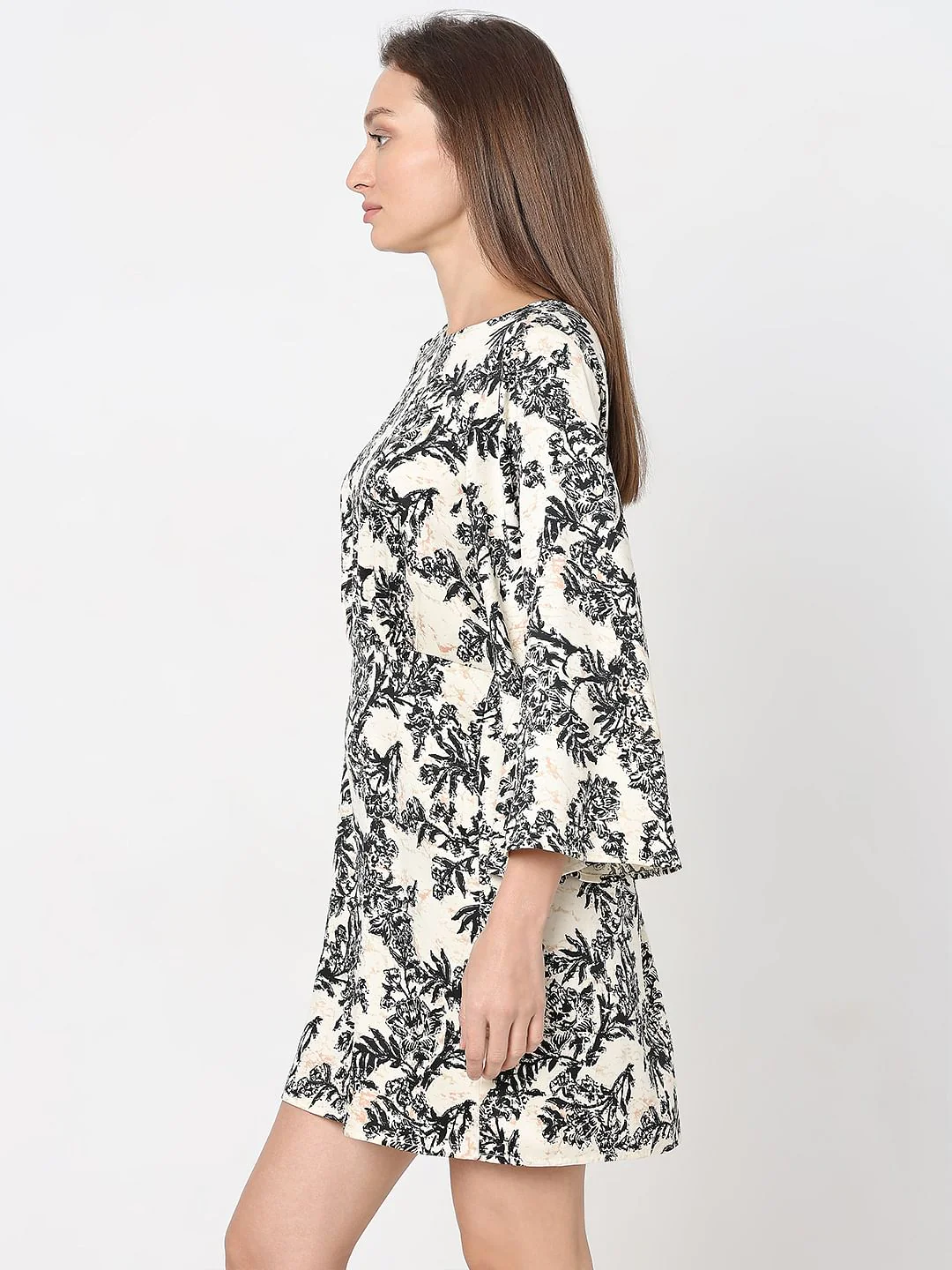 Beige Floral Print Dress - Image 3