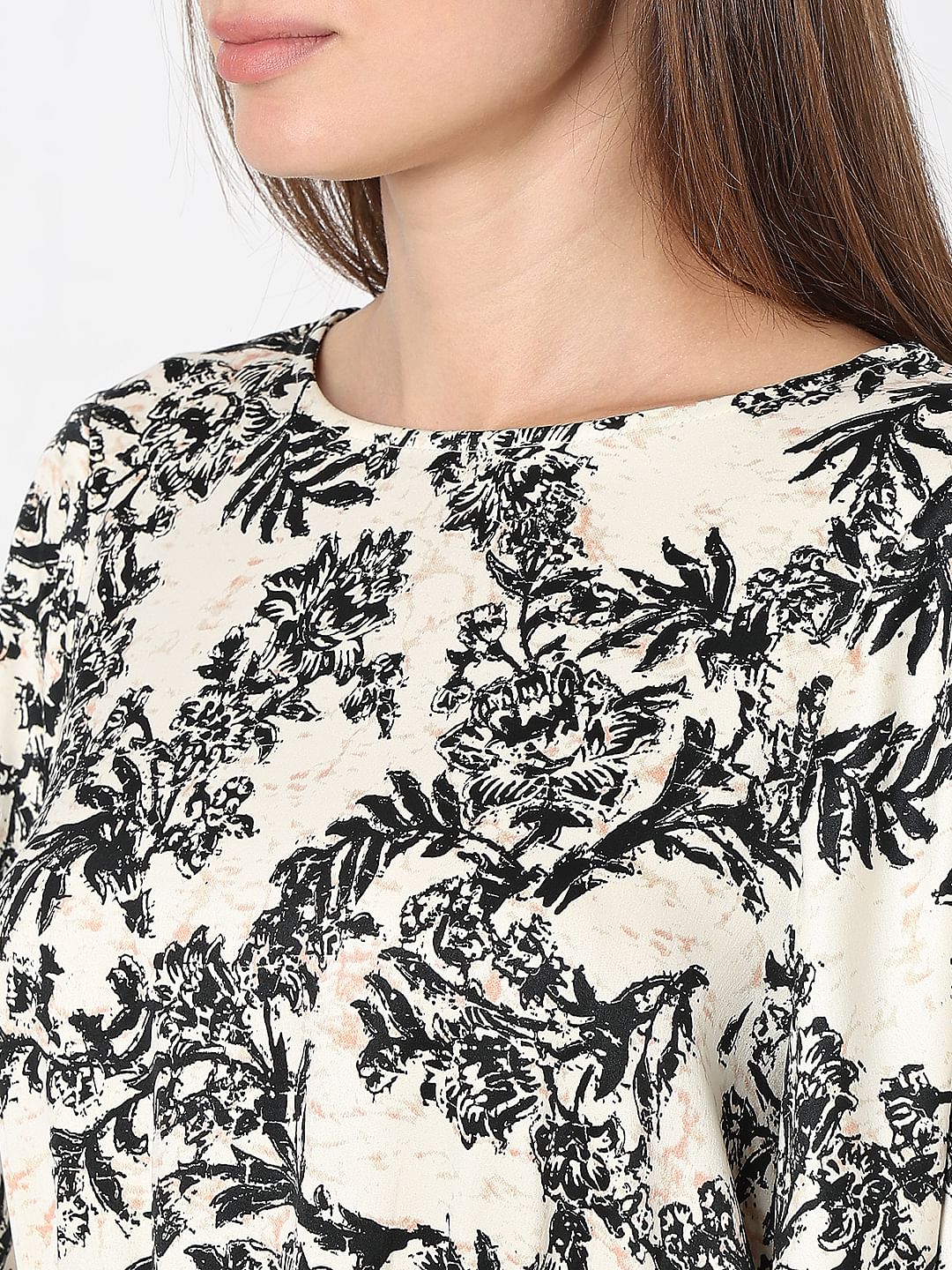 Beige Floral Print Dress - Image 8