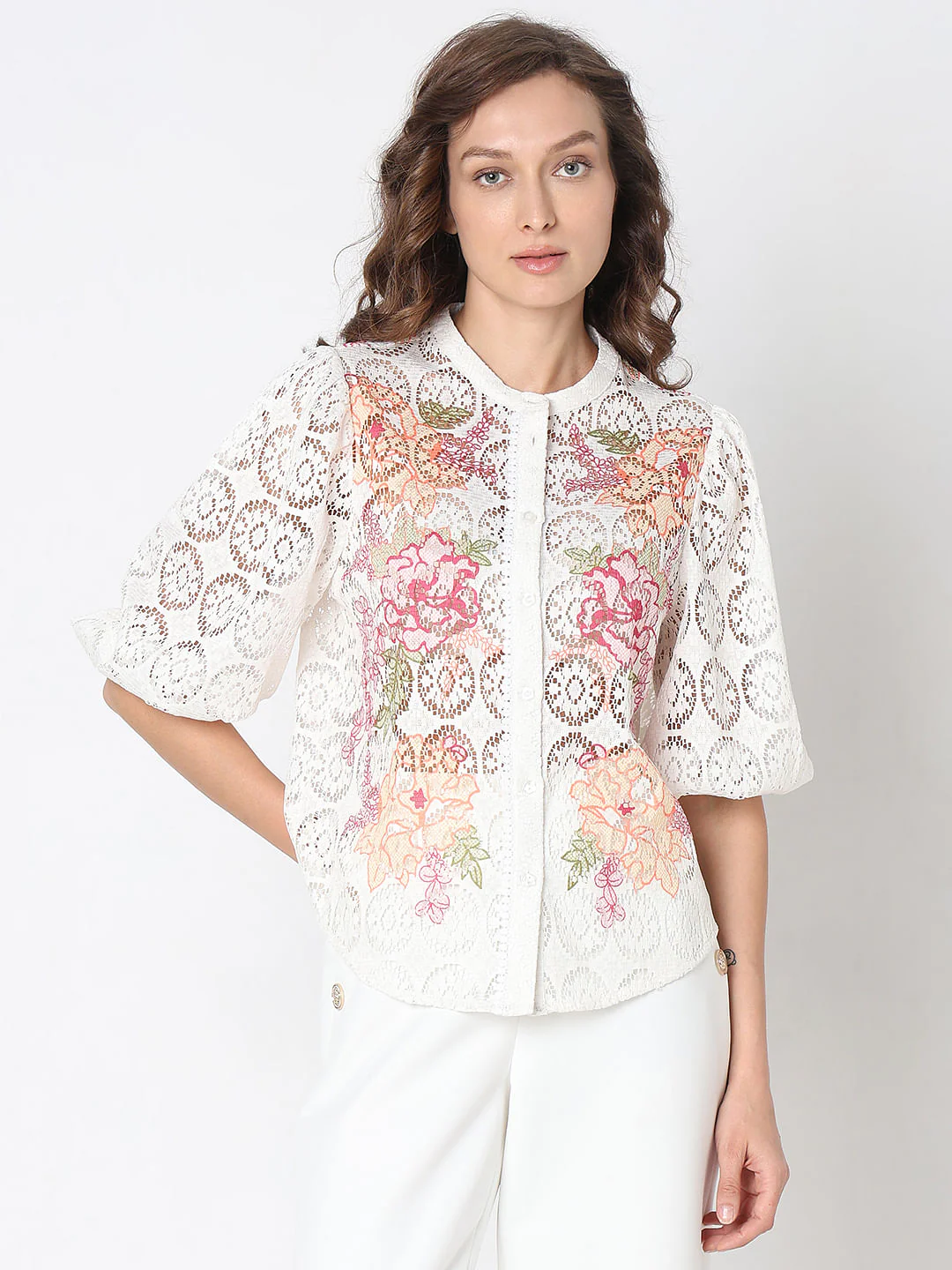 White Floral Lace Top - Image 2