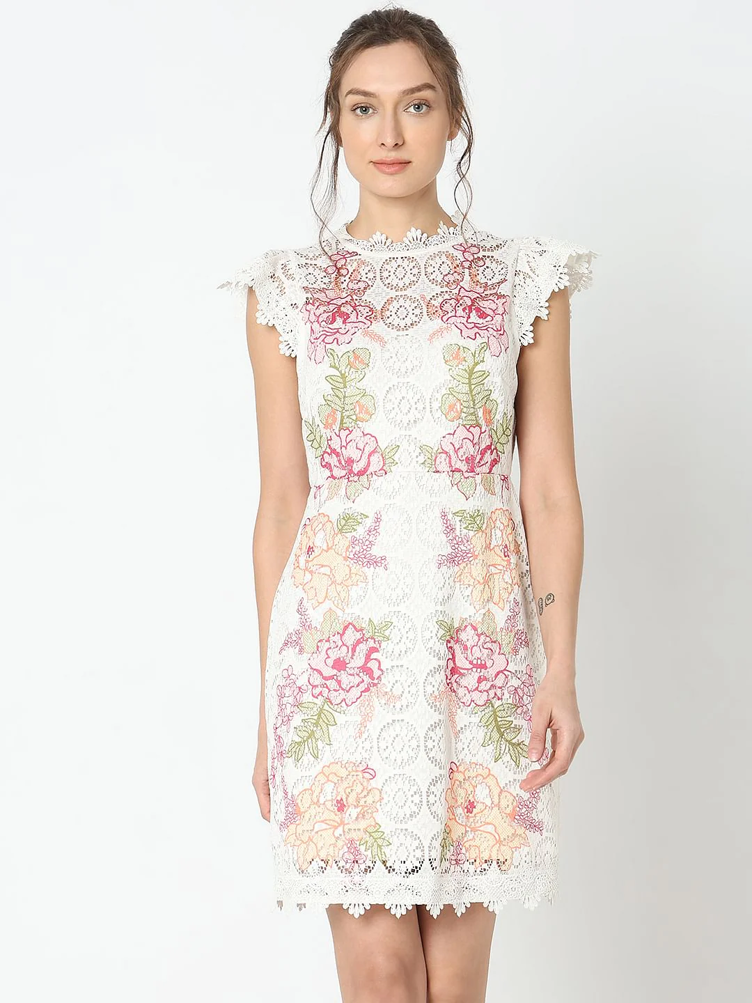 White Floral Lace Dress - Image 2