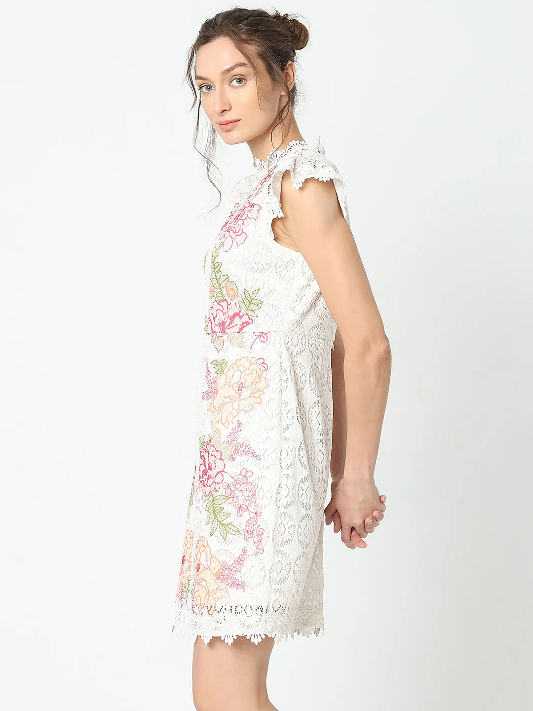 White Floral Lace Dress - Image 3