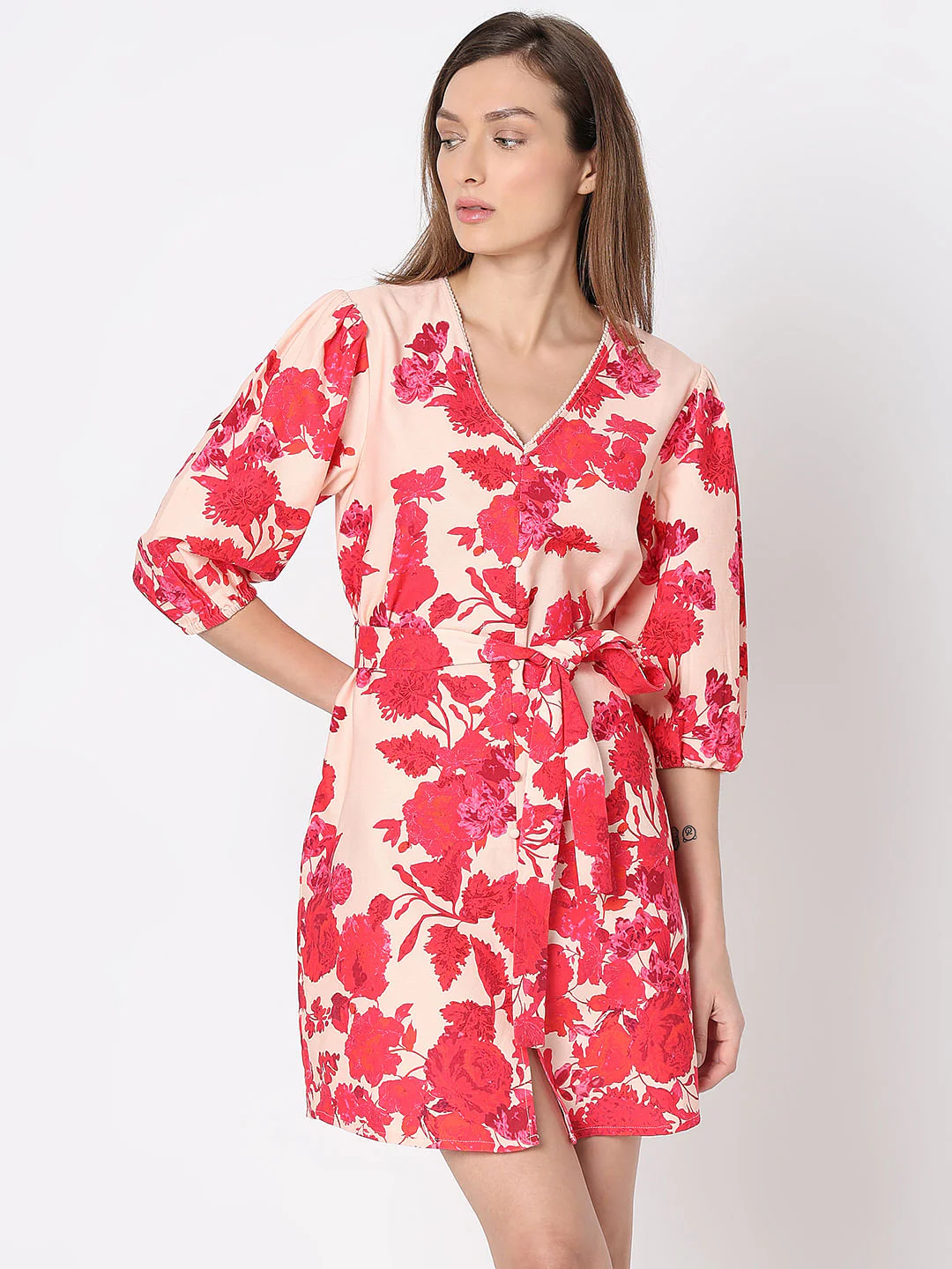 Pink Floral Print Dress - Image 2