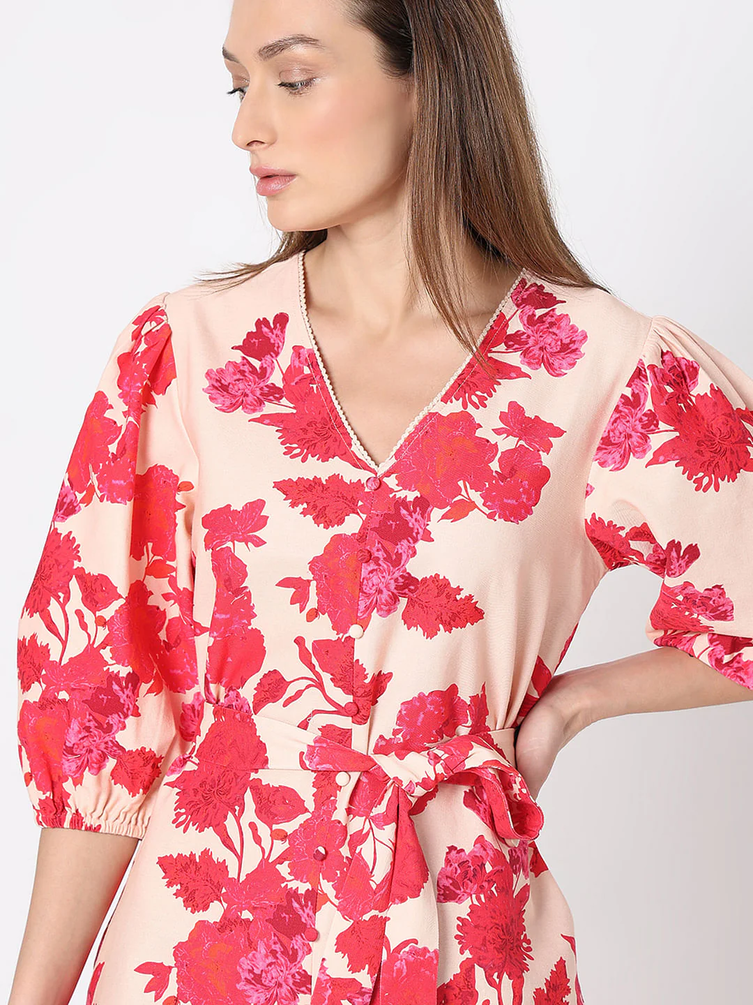 Pink Floral Print Dress - Image 6