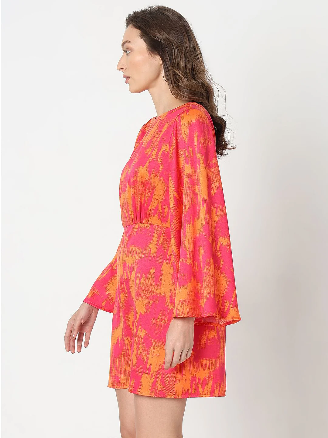 Pink Abstract Print Fit & Flare Dress - Image 3