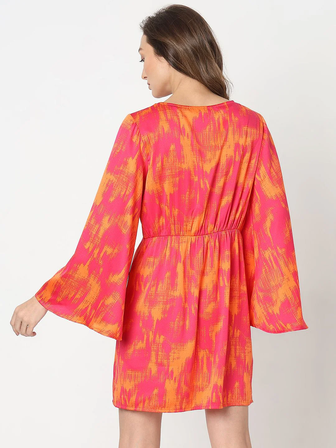 Pink Abstract Print Fit & Flare Dress - Image 4