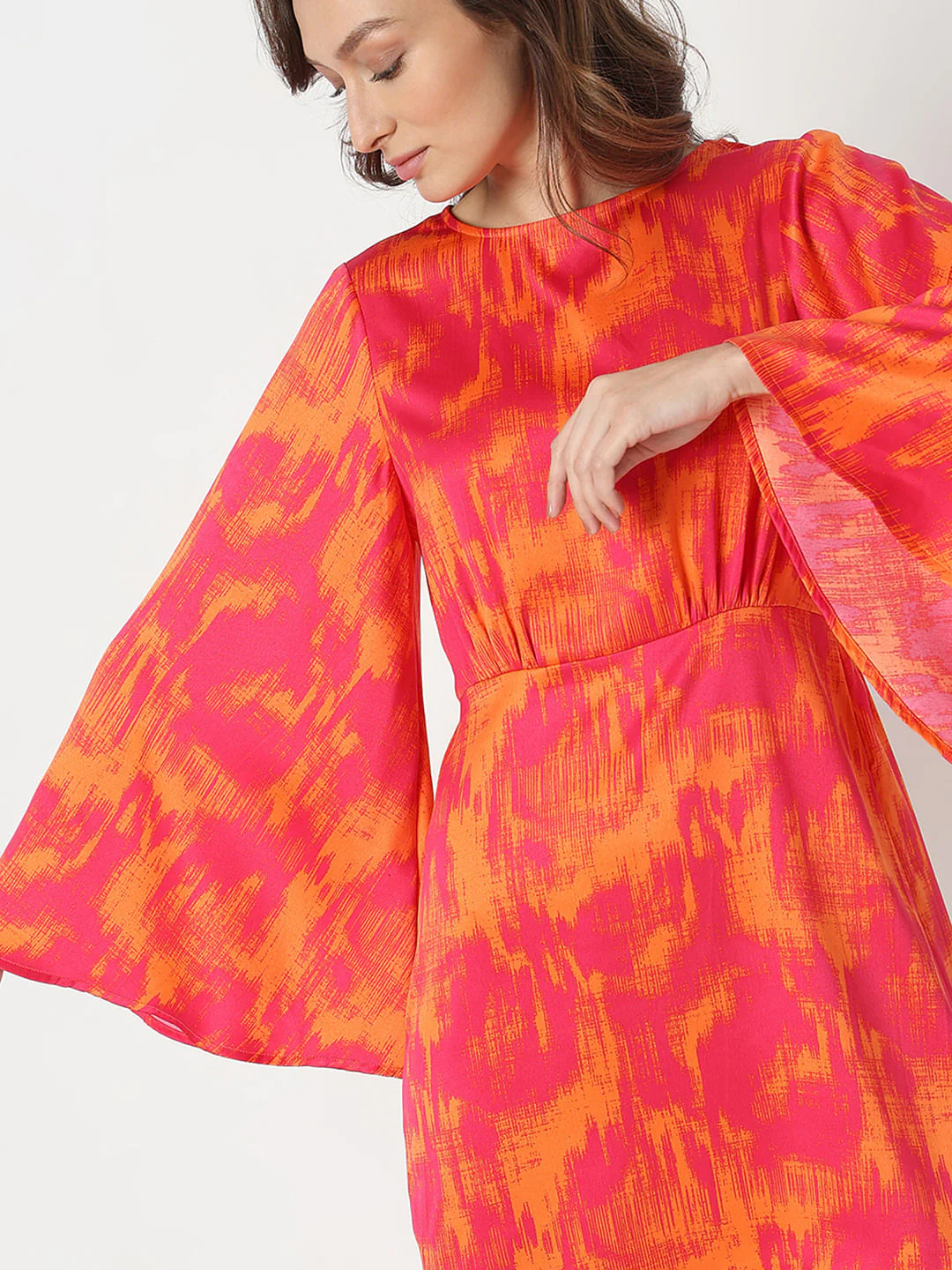 Pink Abstract Print Fit & Flare Dress - Image 6