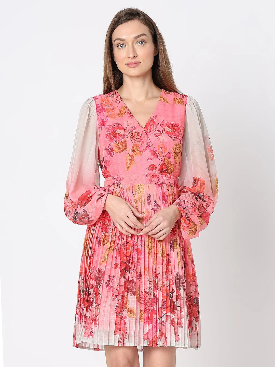 Pink Floral Ombre Mini Dress - Image 2