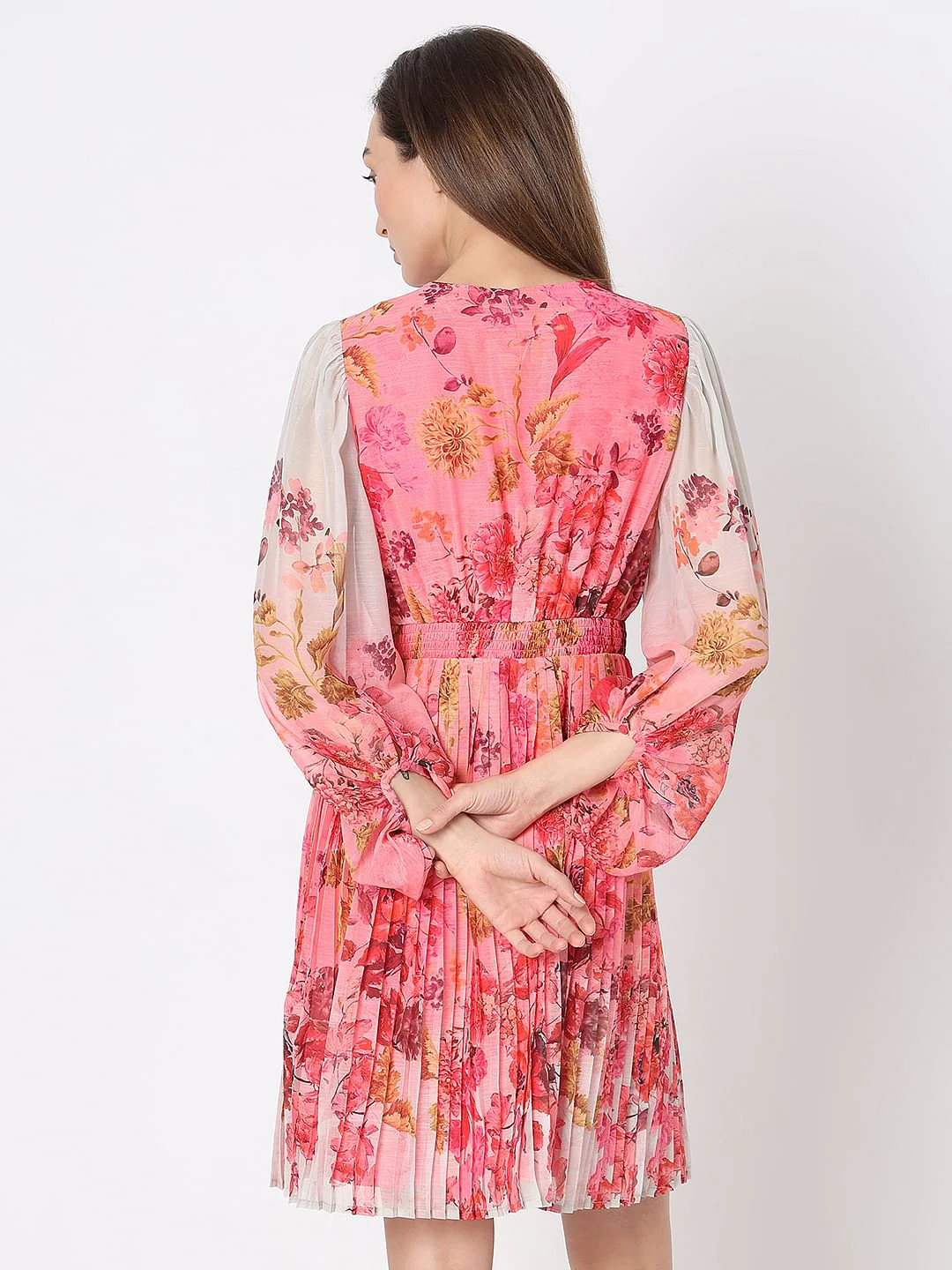 Pink Floral Ombre Mini Dress - Image 4