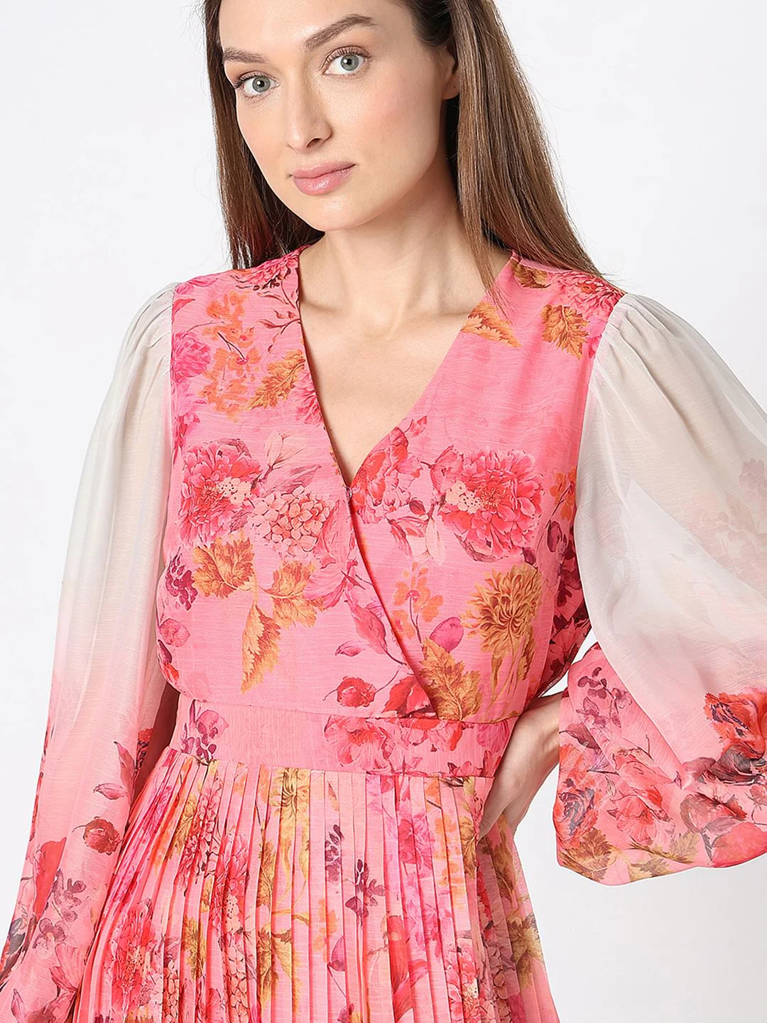 Pink Floral Ombre Mini Dress - Image 6