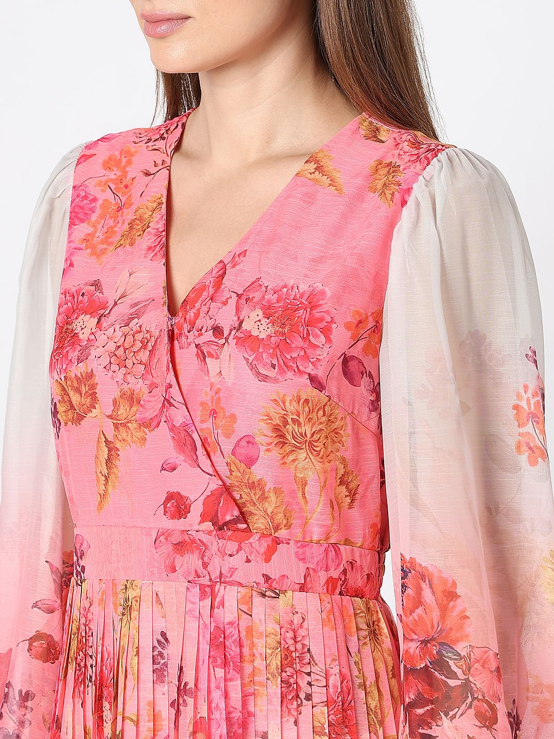 Pink Floral Ombre Mini Dress - Image 8