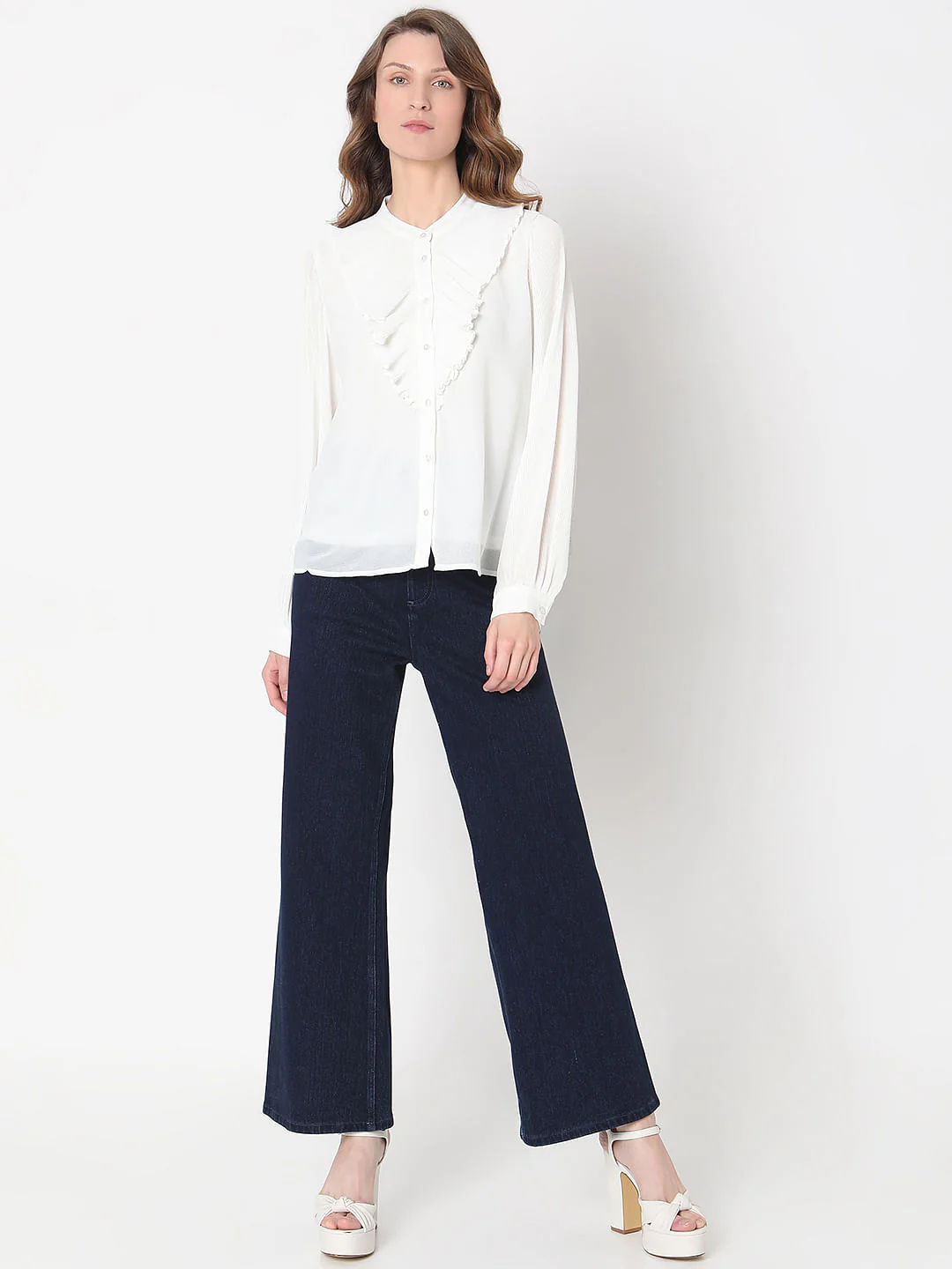 White Frill Detail Shirt - Image 5