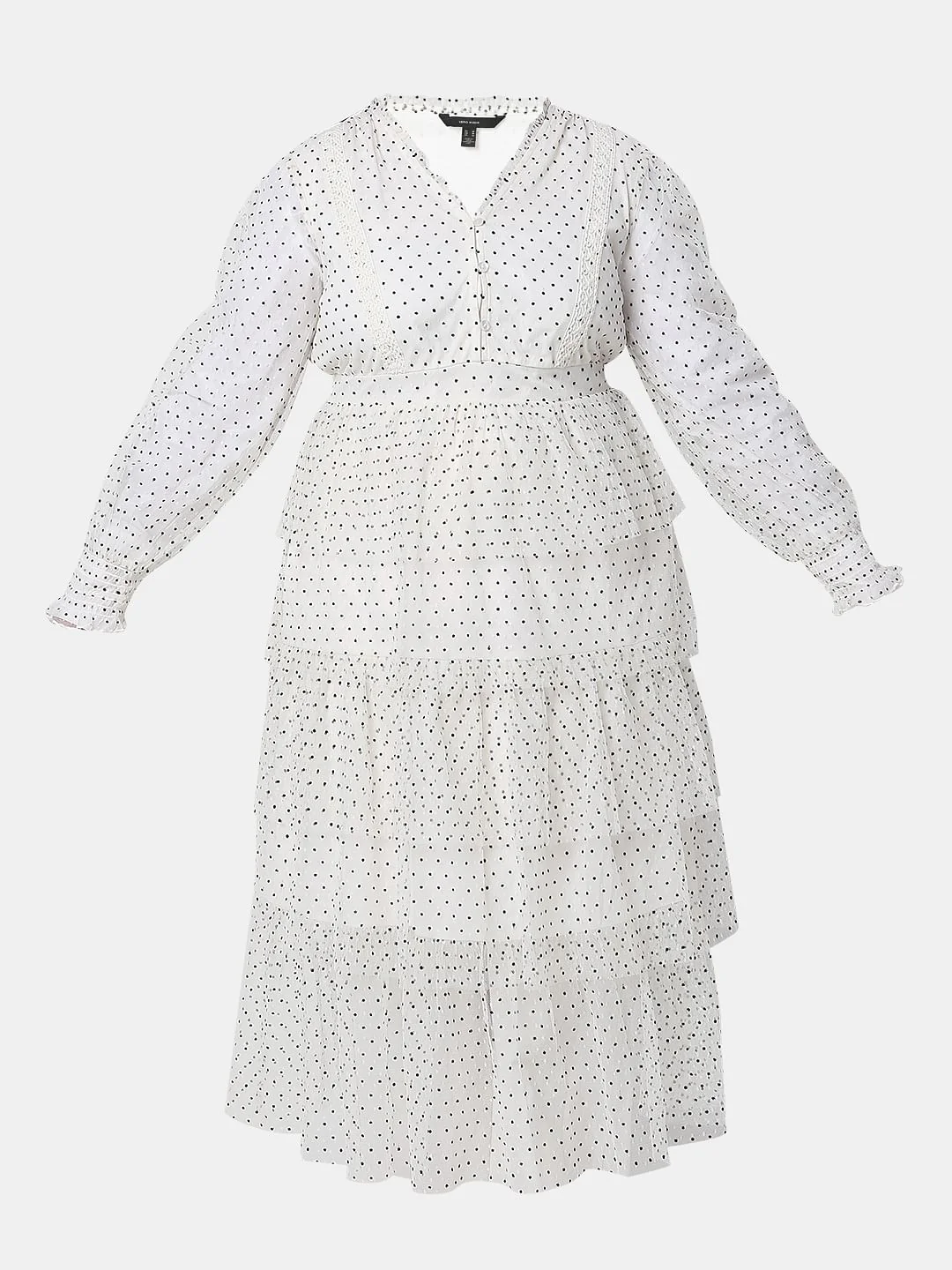 White Polka Dot Mesh Midi Dress - Image 6
