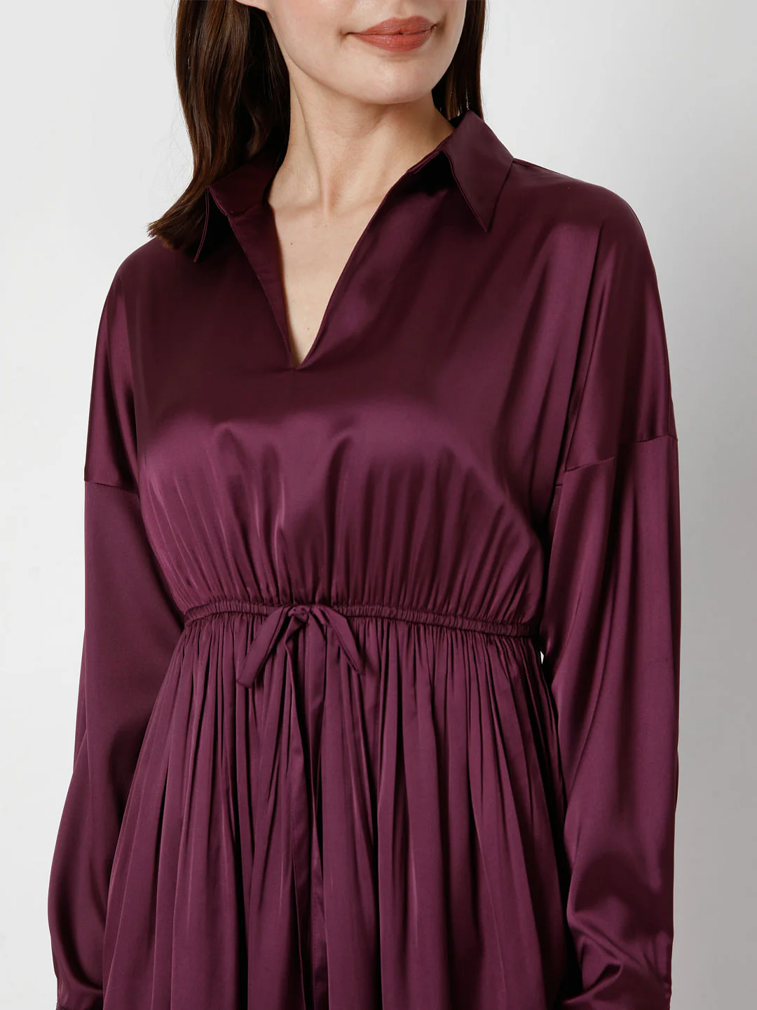 Purple Satin Fit & Flare Dress - Image 6